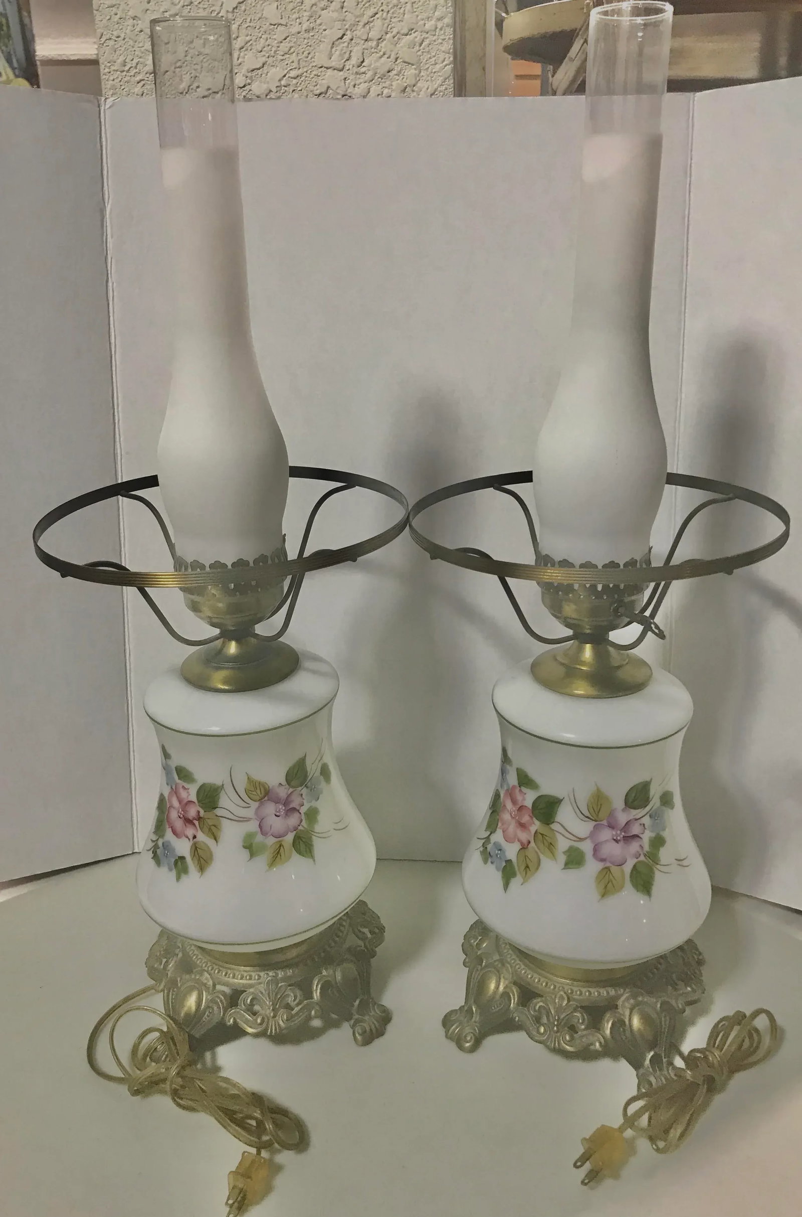 Mid Century Hurricane Lamps- A Pair - 4