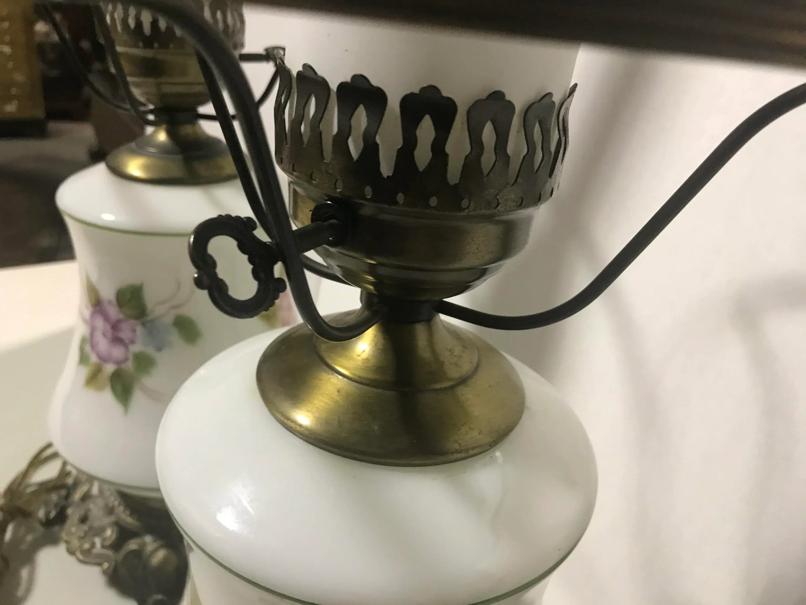 Mid Century Hurricane Lamps- A Pair - 5