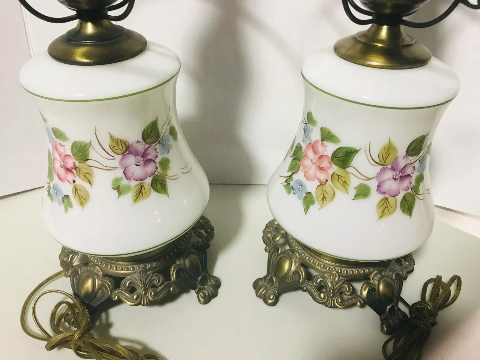 Mid Century Hurricane Lamps- A Pair - 6