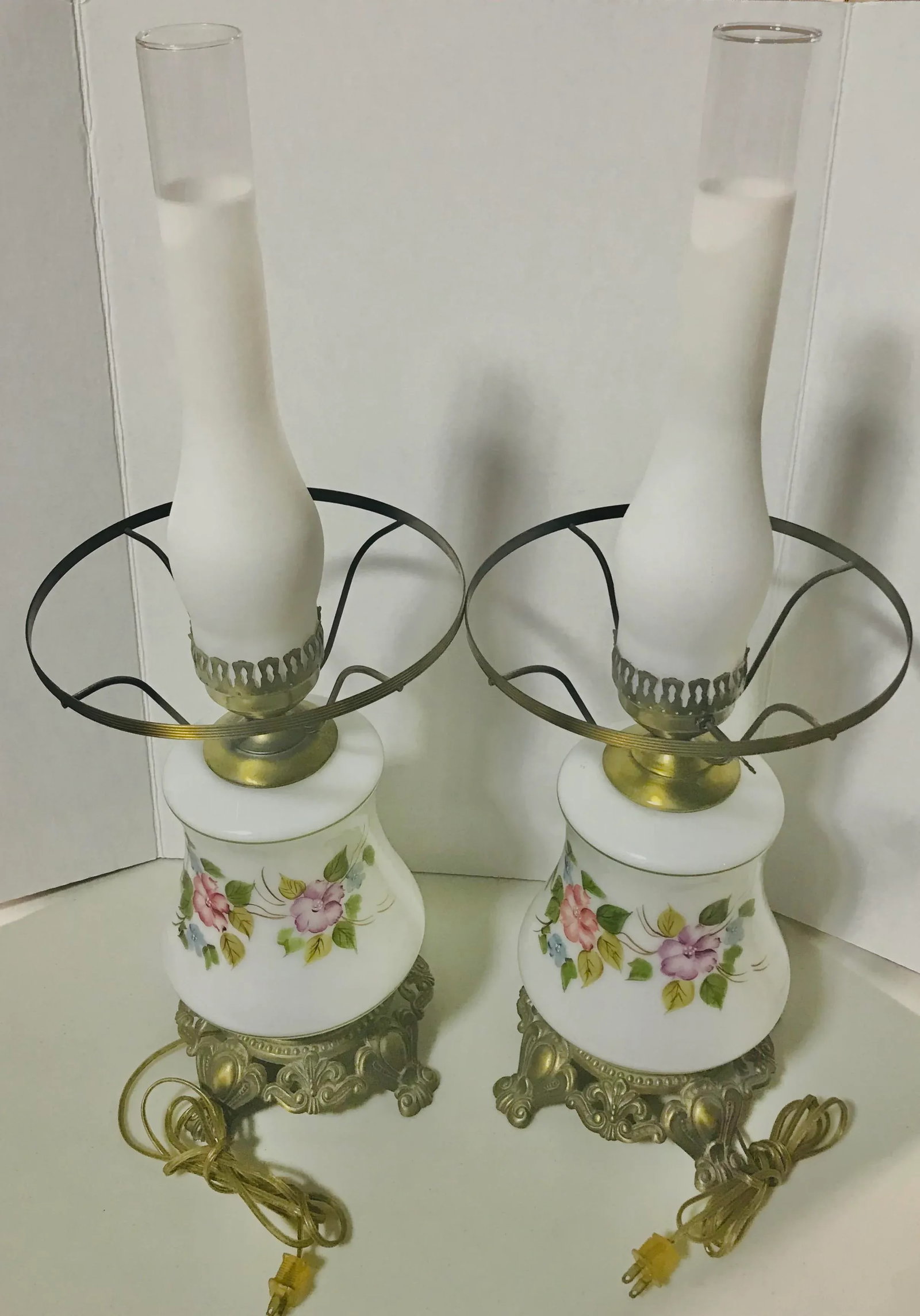 Mid Century Hurricane Lamps- A Pair - 9