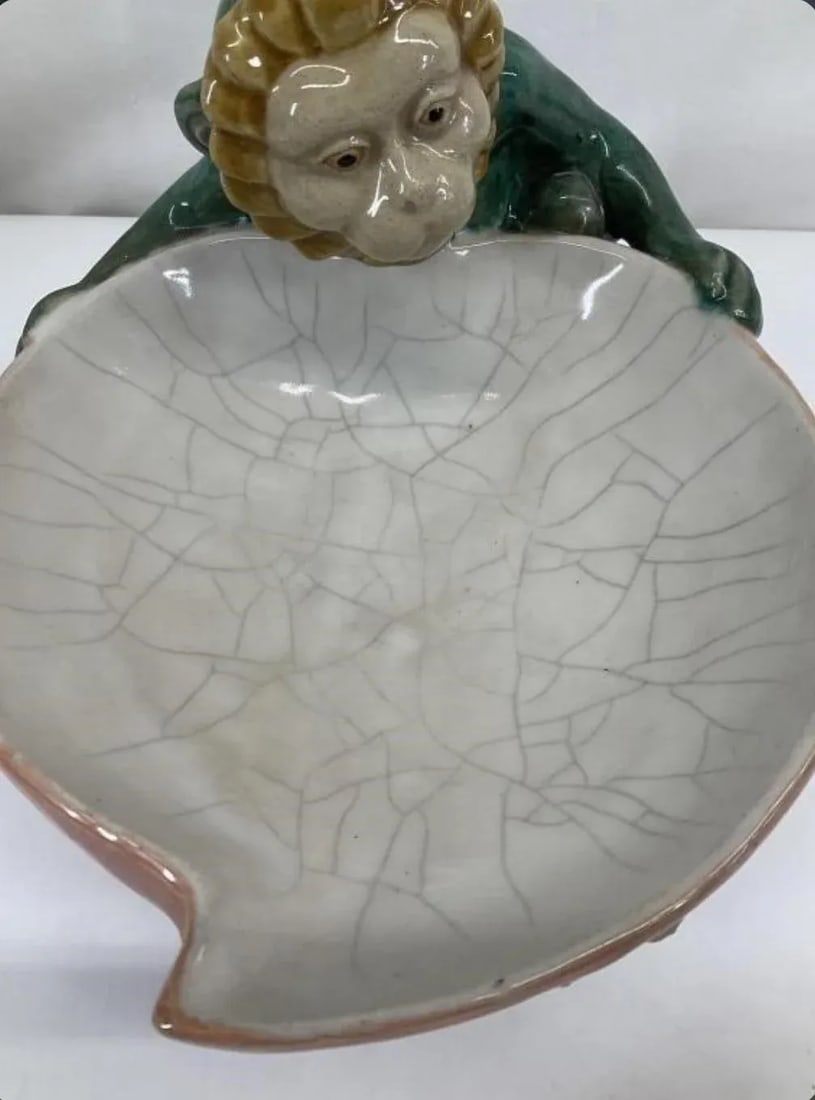 Vintage Signed Majolica Ceramic Monkey Bowl - 6