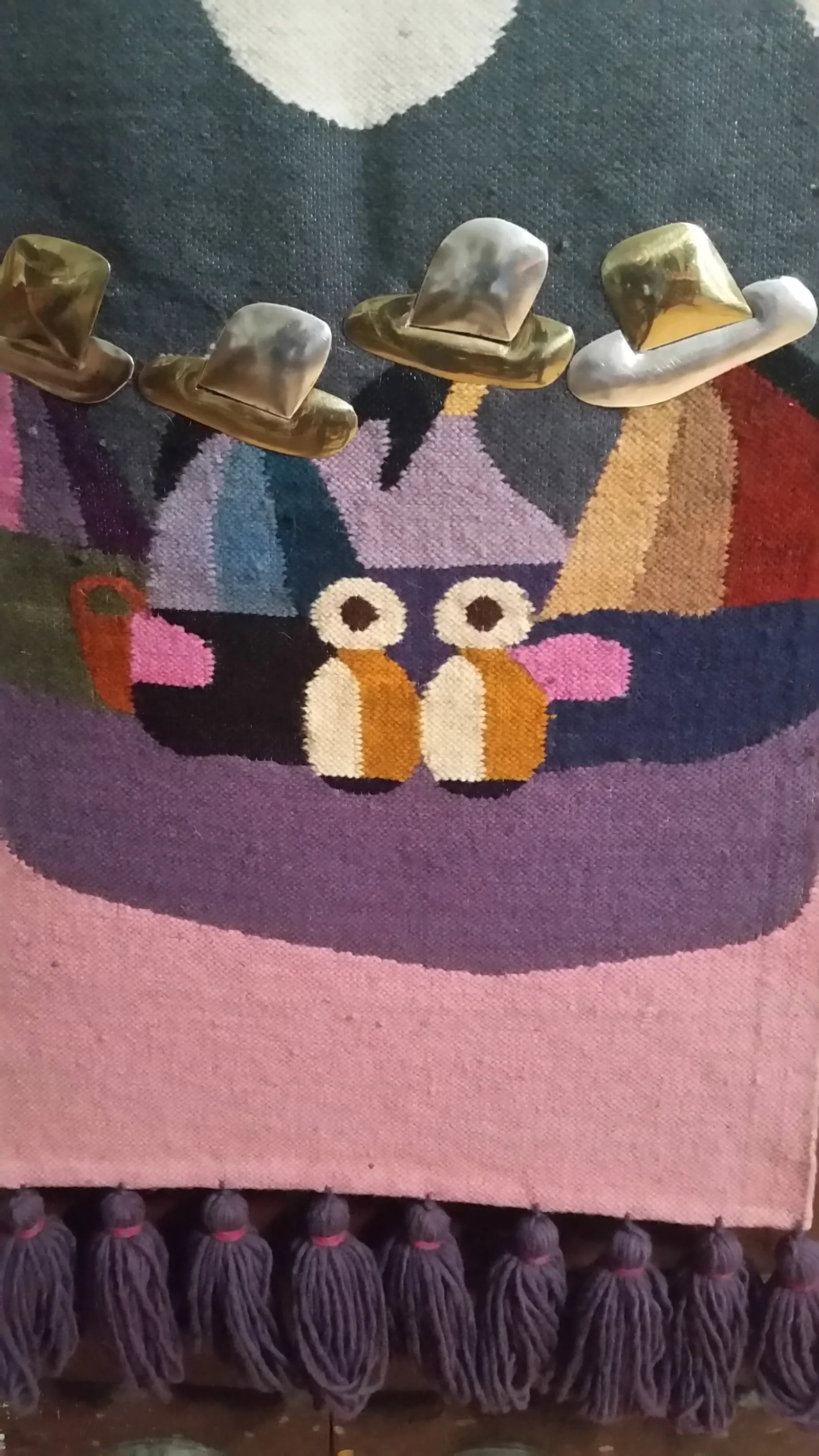 1970s Vintage Olga Fisch Mixed Metal & Wool Tapestry - 2