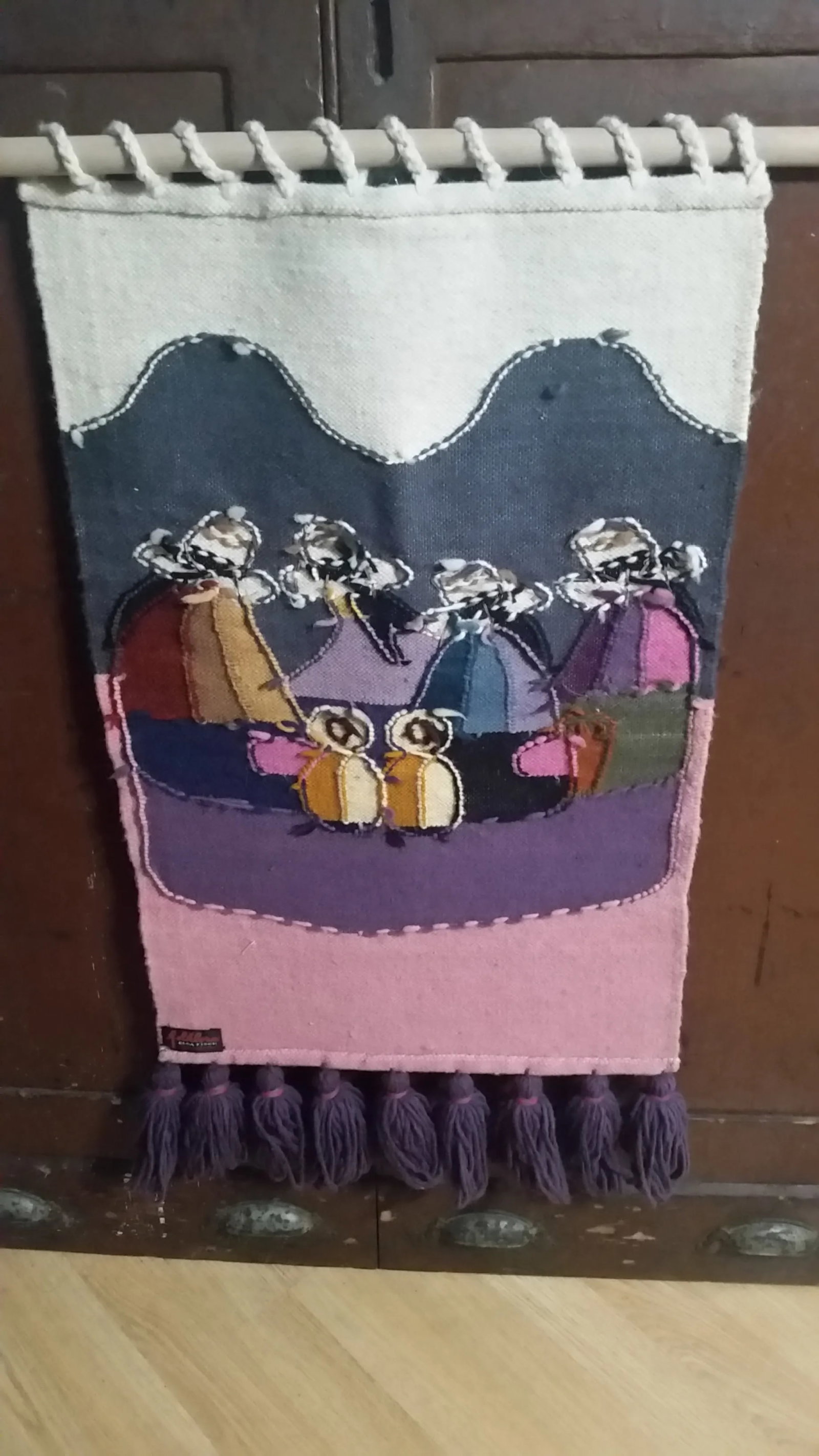 1970s Vintage Olga Fisch Mixed Metal & Wool Tapestry - 5