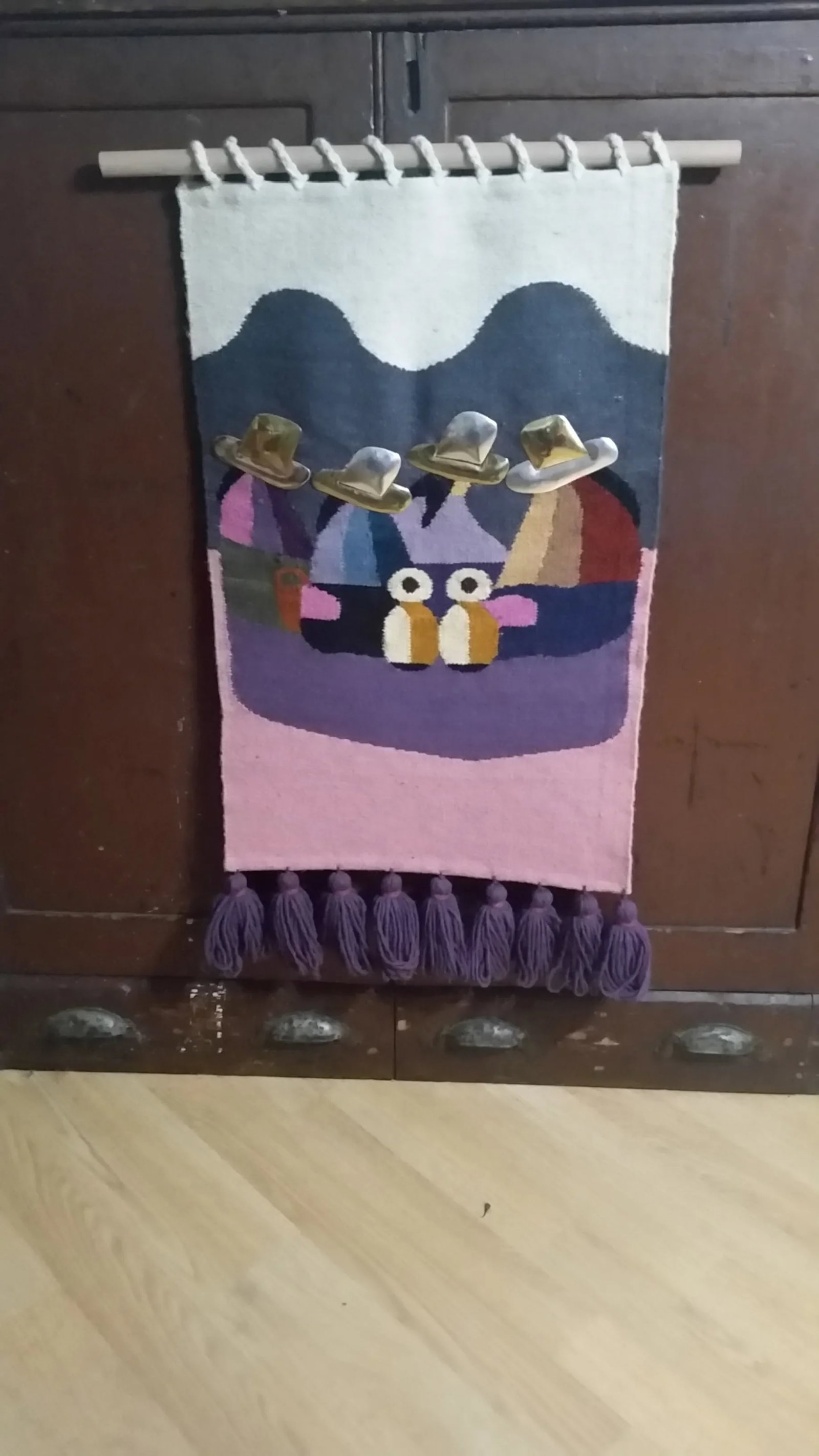 1970s Vintage Olga Fisch Mixed Metal & Wool Tapestry - 7