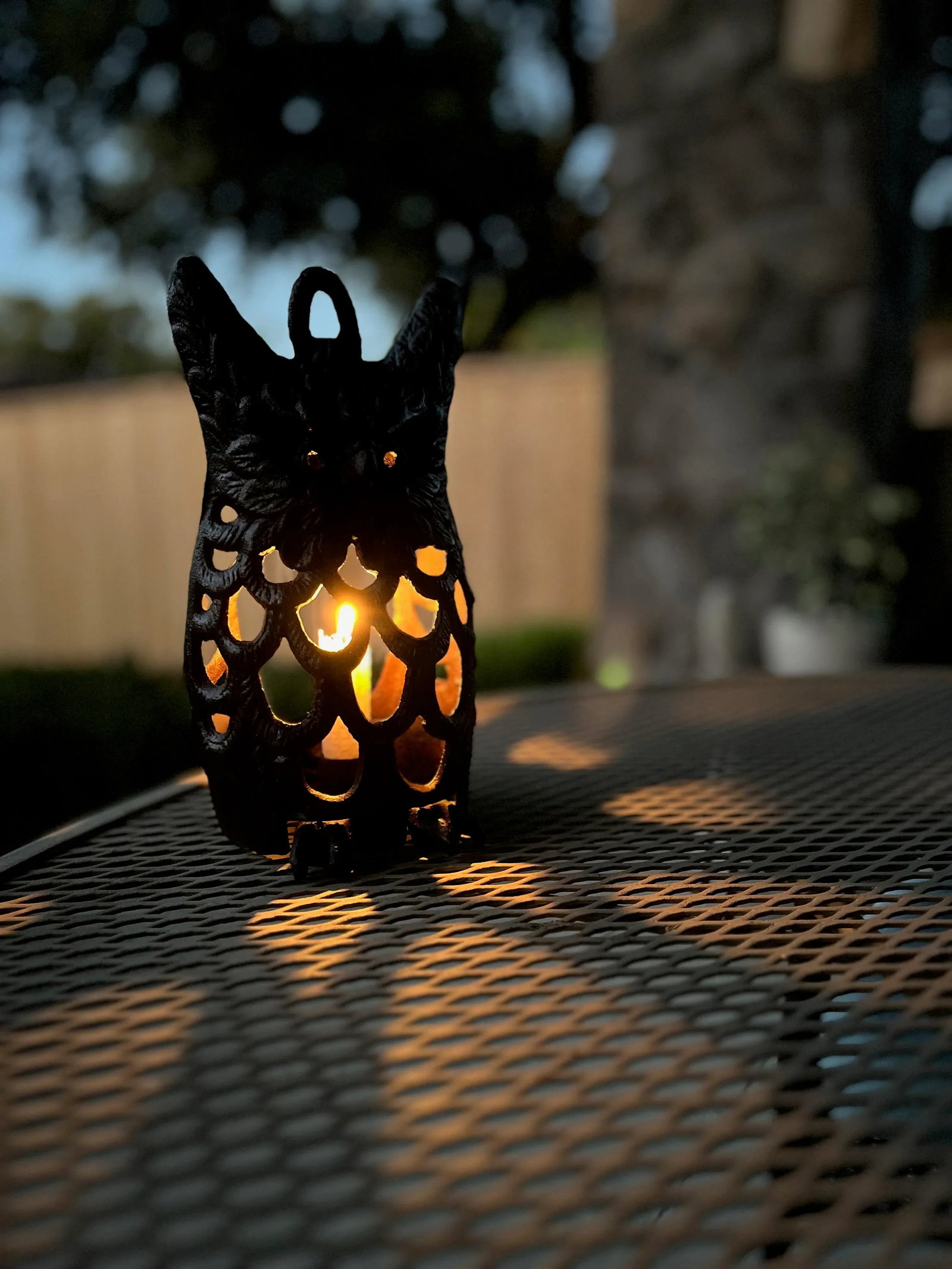 Mid Century Japanese Cast Iron Owl Lantern - 12