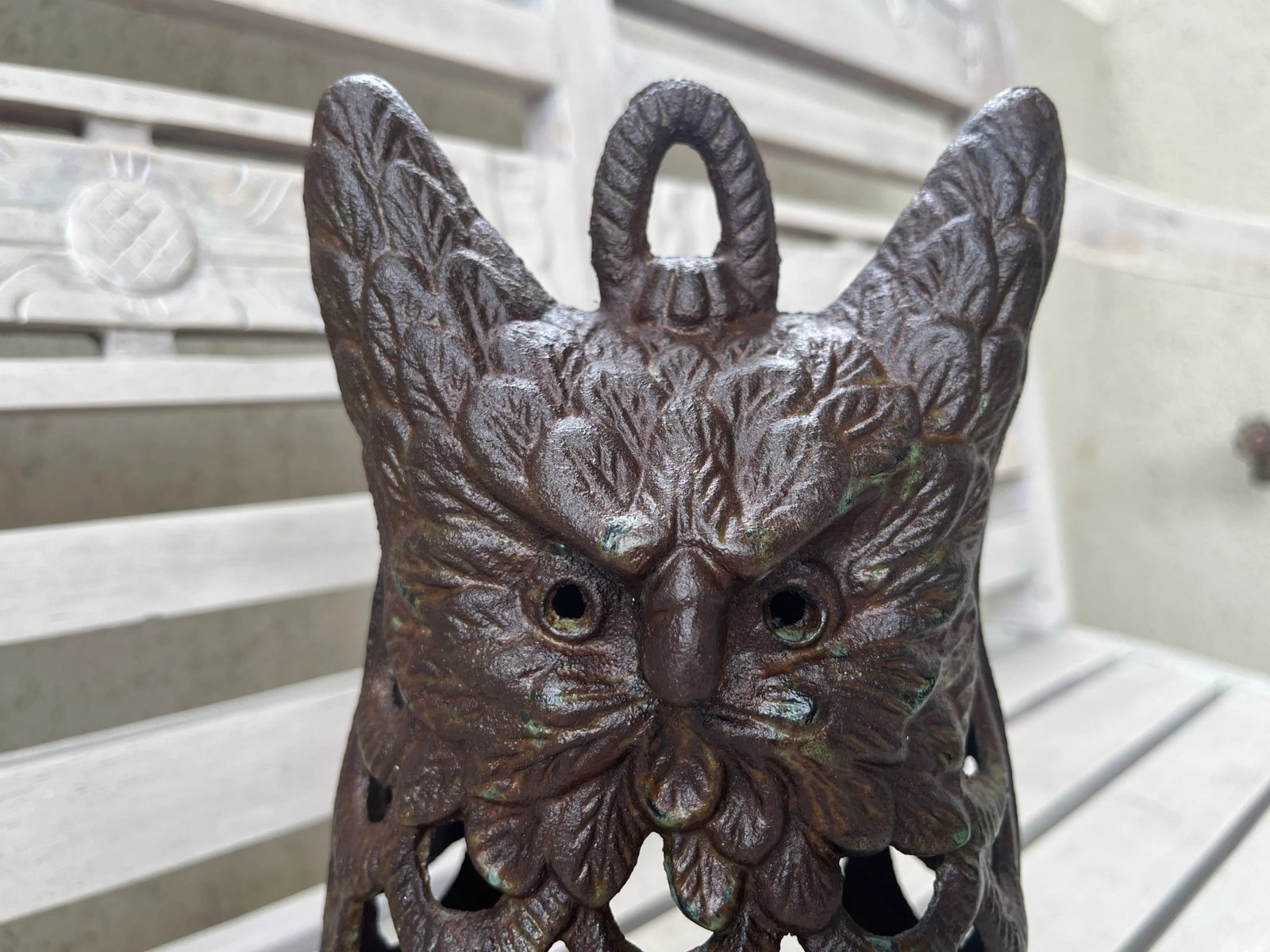 Mid Century Japanese Cast Iron Owl Lantern - 4