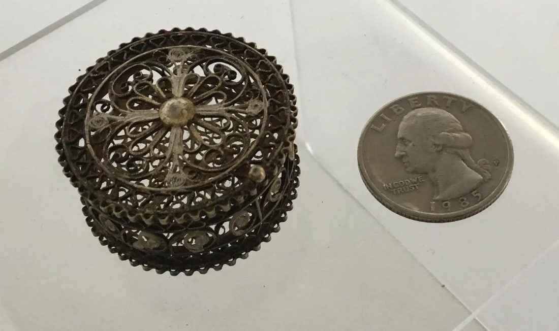 Antique Continental 800 Silver Miniature Ring Box - 11