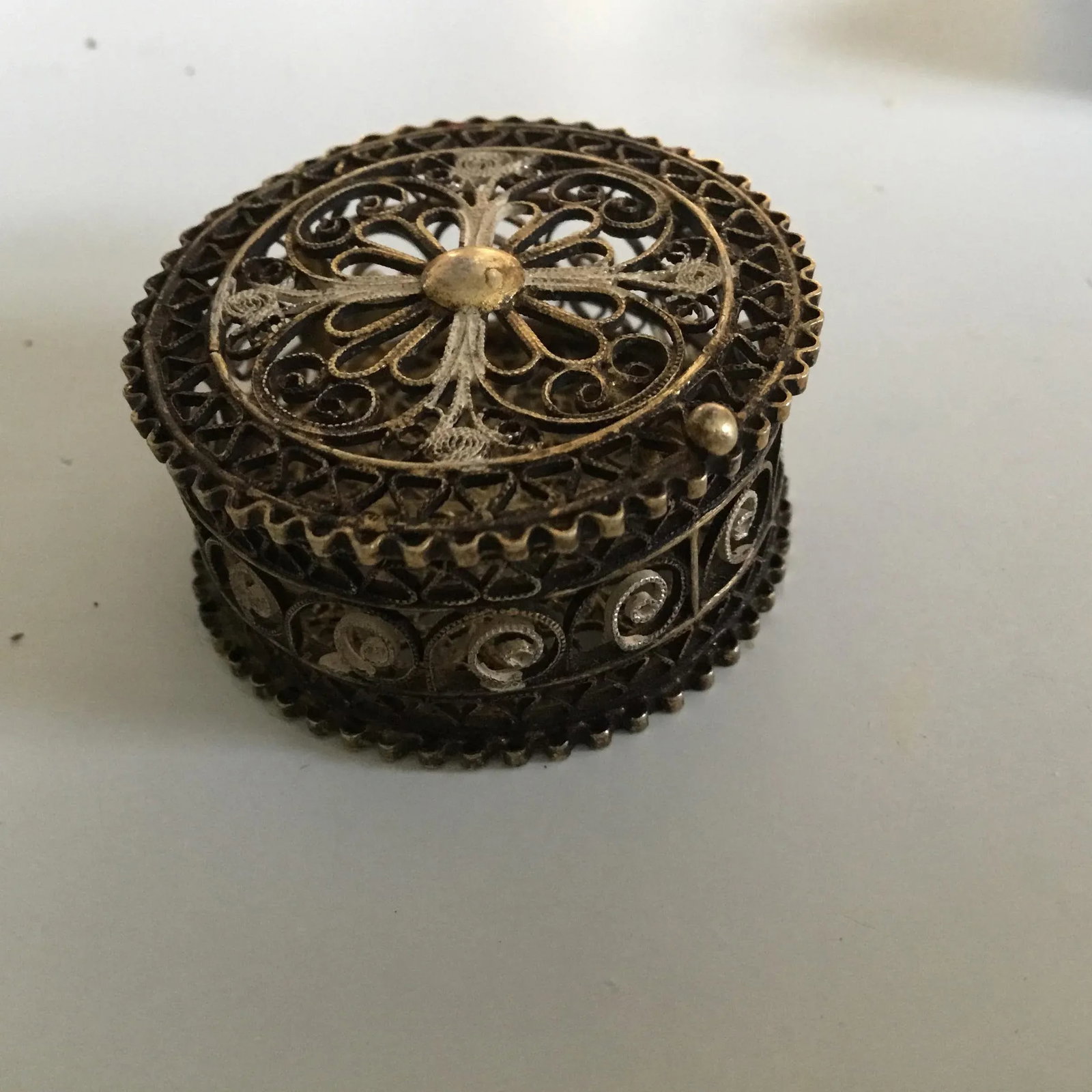 Antique Continental 800 Silver Miniature Ring Box - 12