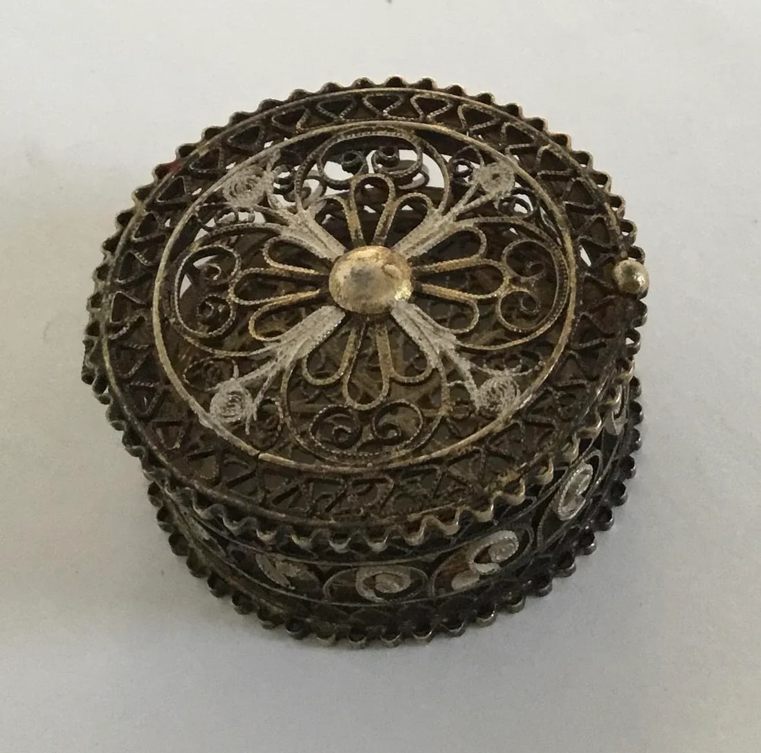 Antique Continental 800 Silver Miniature Ring Box - 6