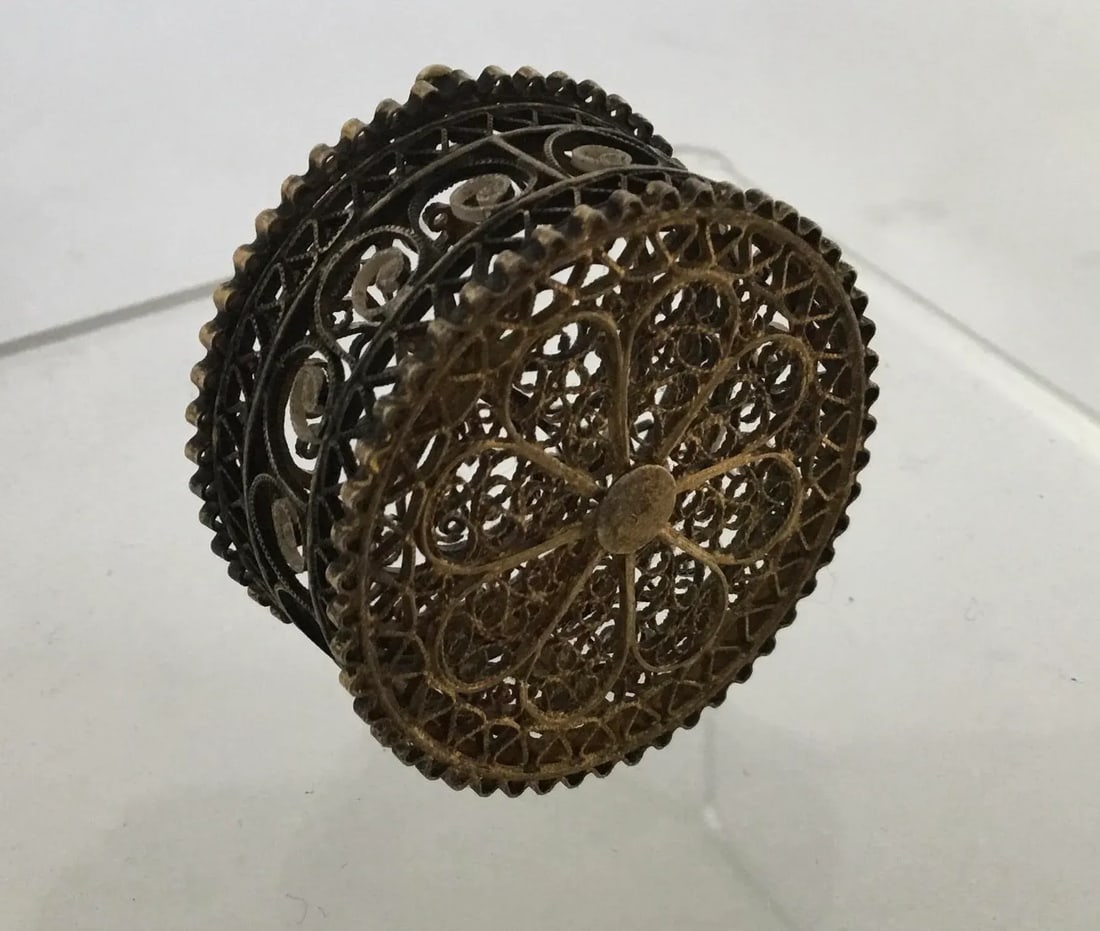 Antique Continental 800 Silver Miniature Ring Box - 8
