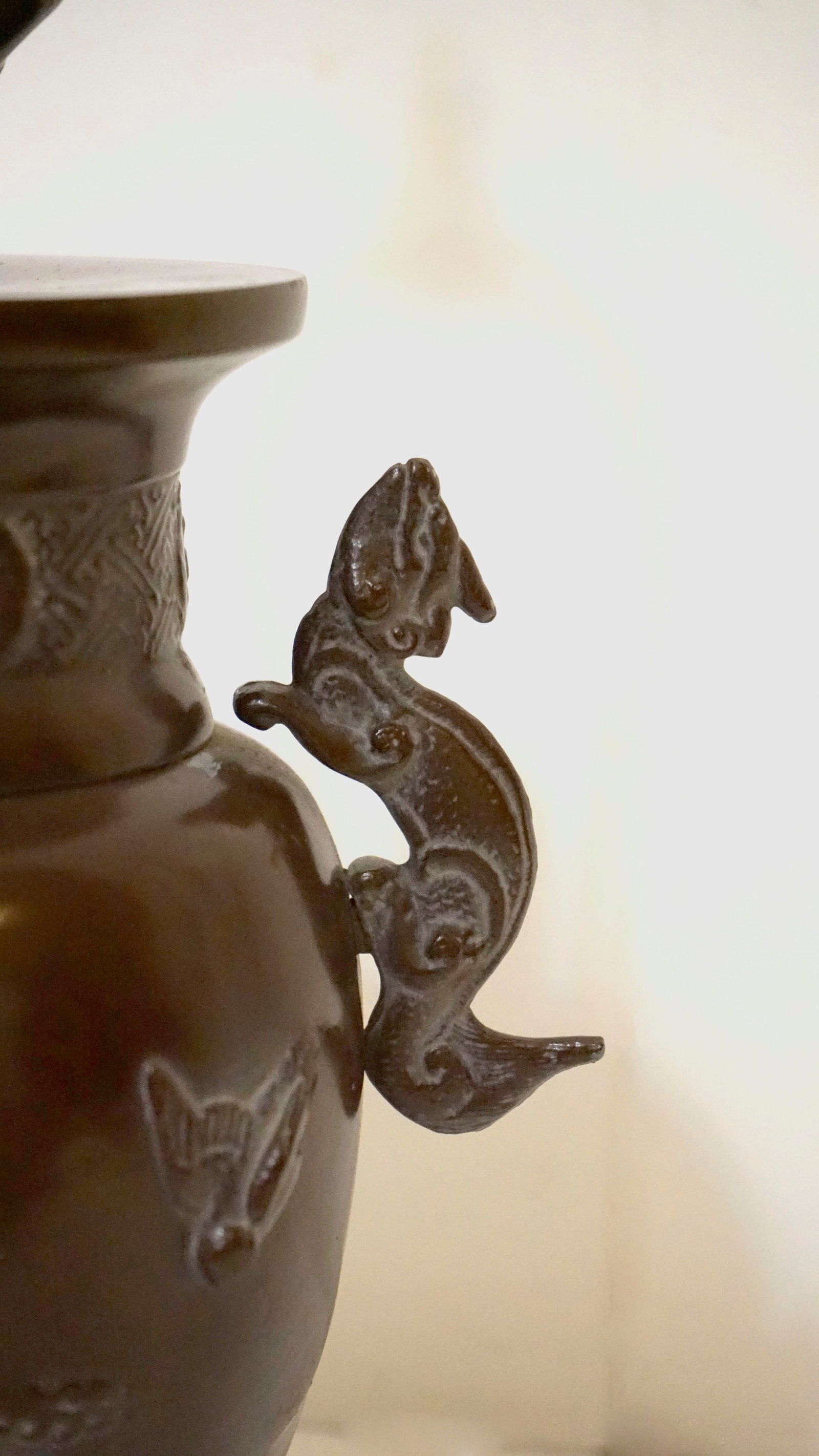 Vintage Patinated Brass Meiji Style Elephant and Dragon Lamp - 12