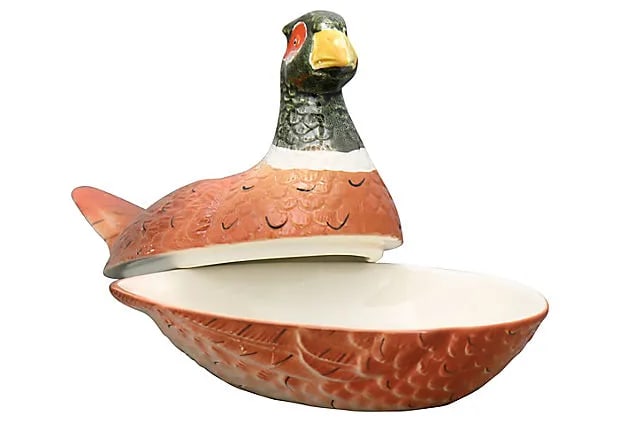 Mid 20th Century French Majolica Pheasant Pate Tureen - 2