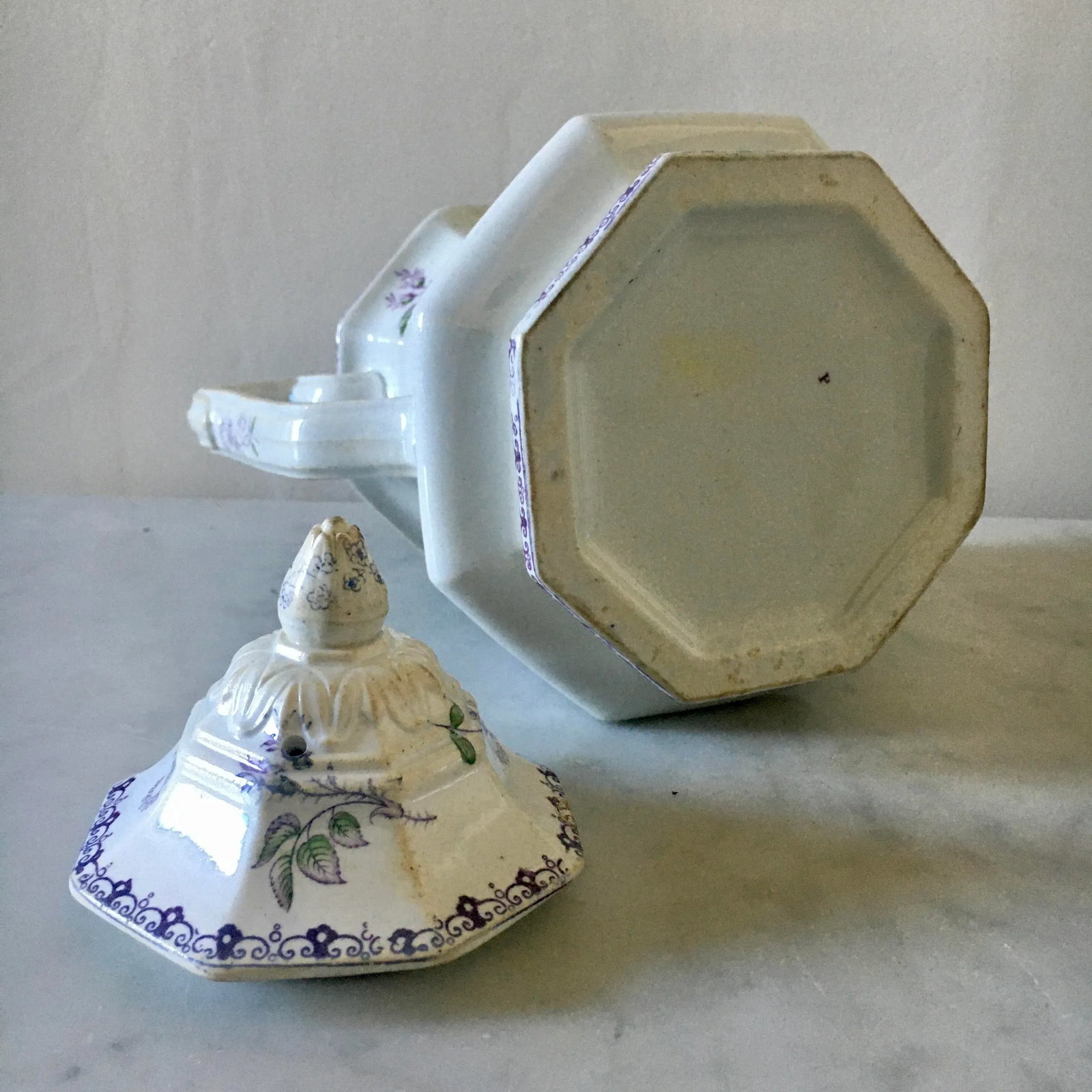 Aesthetic Movement Victorian Teapot With Violet Flowers - 10