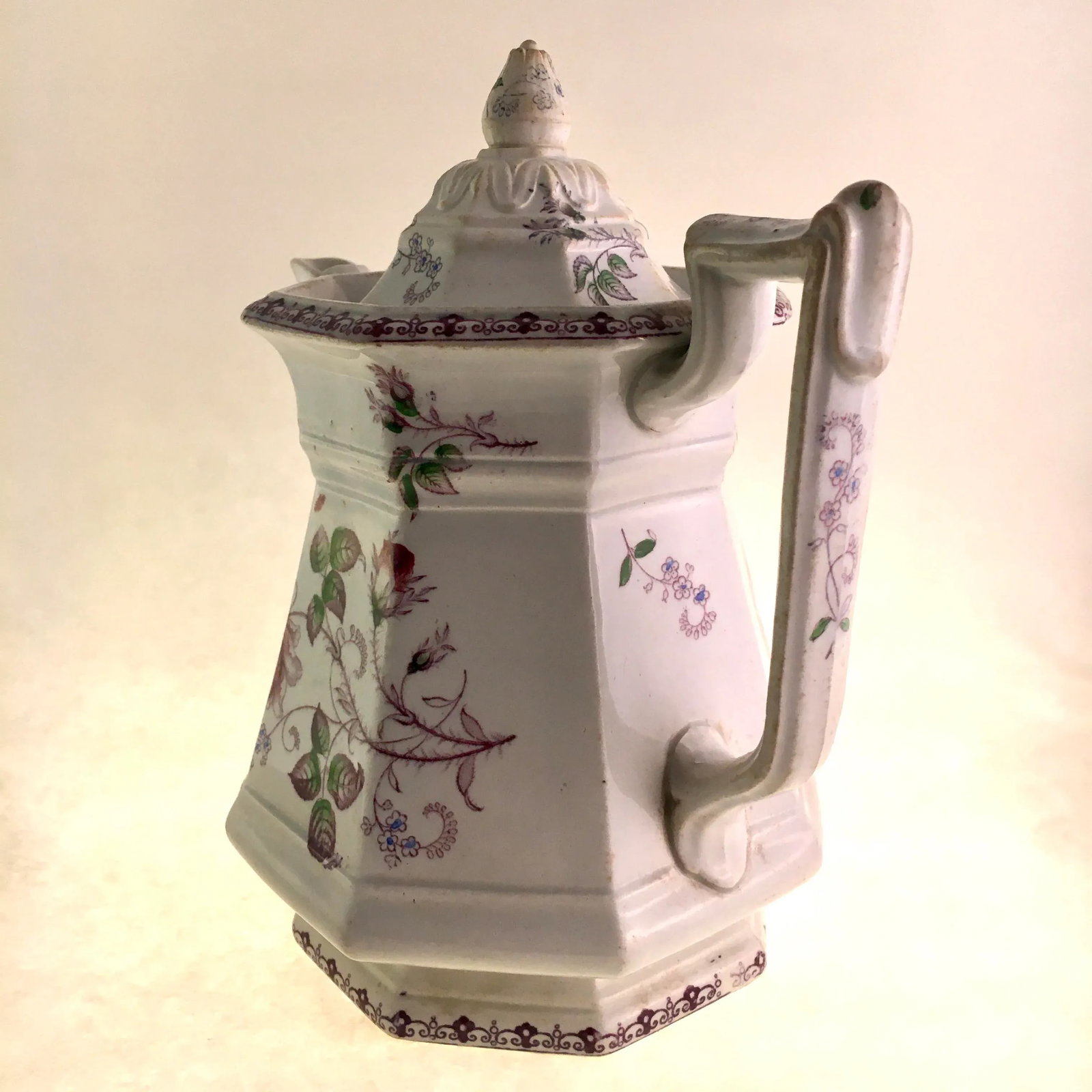Aesthetic Movement Victorian Teapot With Violet Flowers - 2