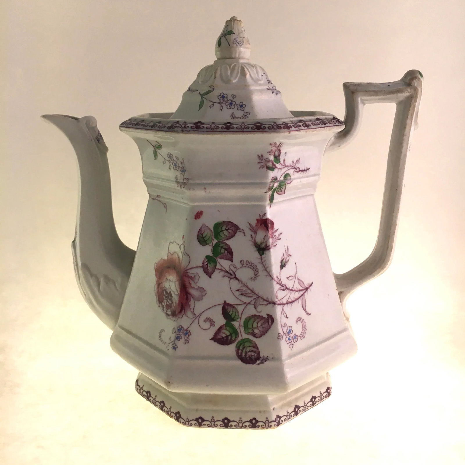 Aesthetic Movement Victorian Teapot With Violet Flowers - 3
