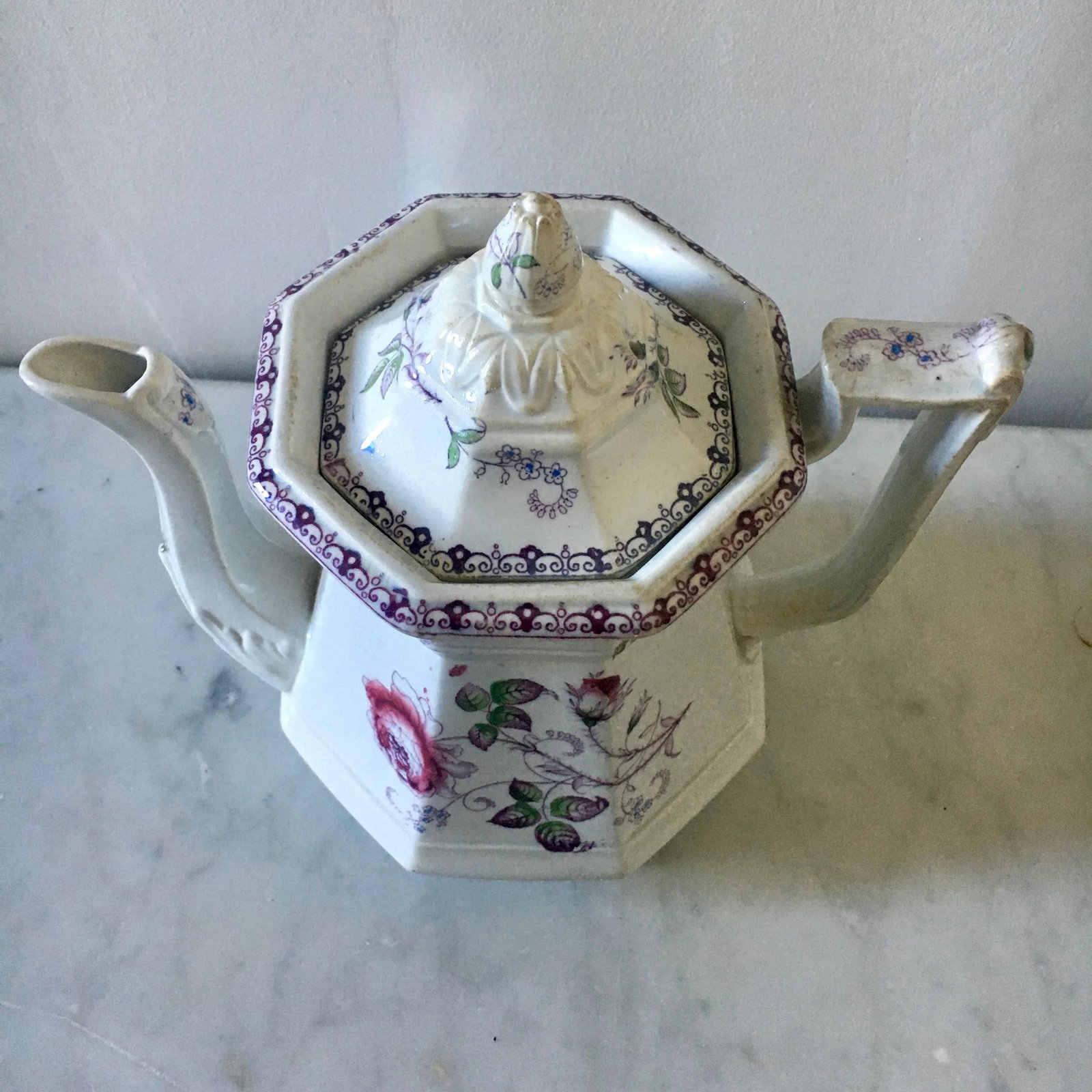 Aesthetic Movement Victorian Teapot With Violet Flowers - 6