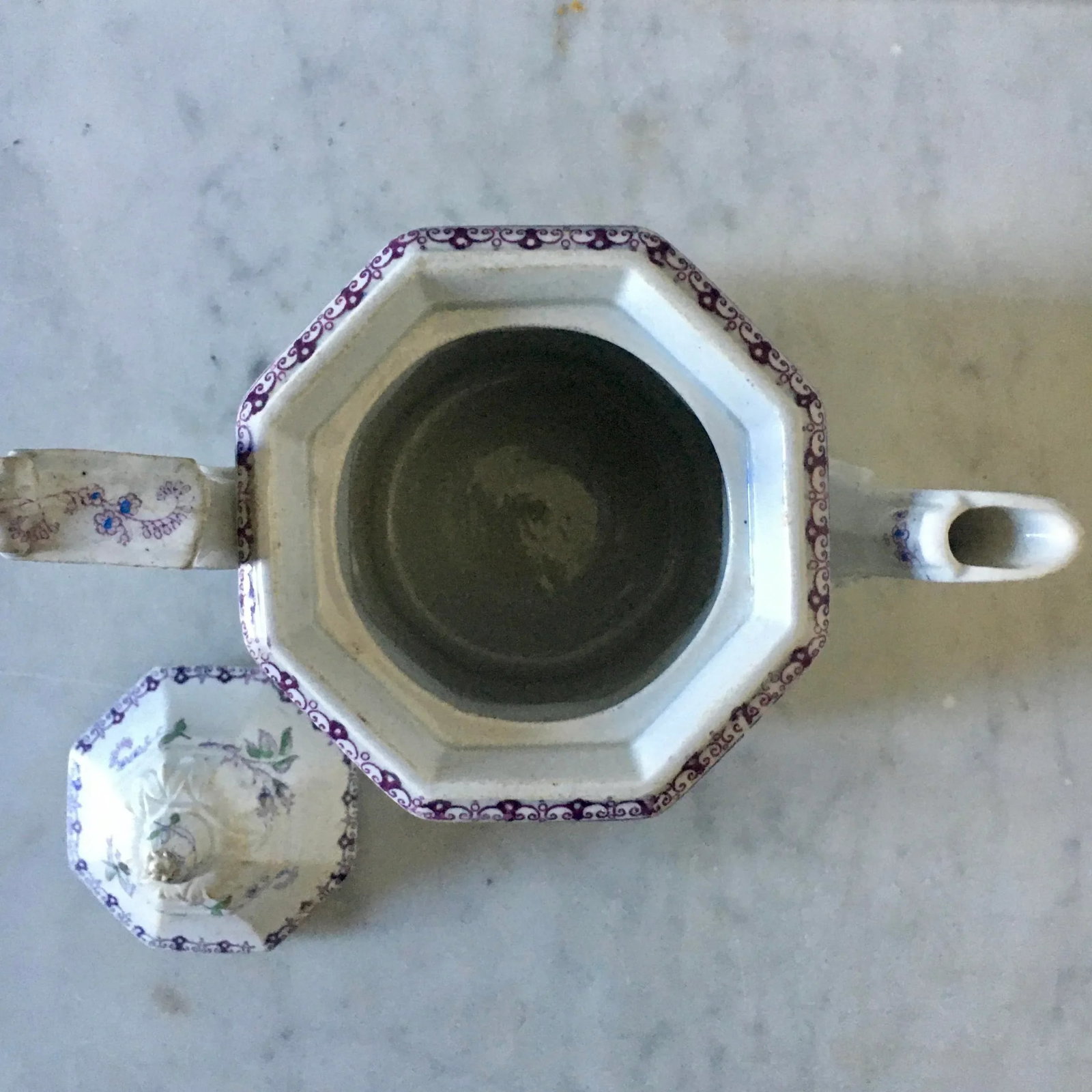 Aesthetic Movement Victorian Teapot With Violet Flowers - 9