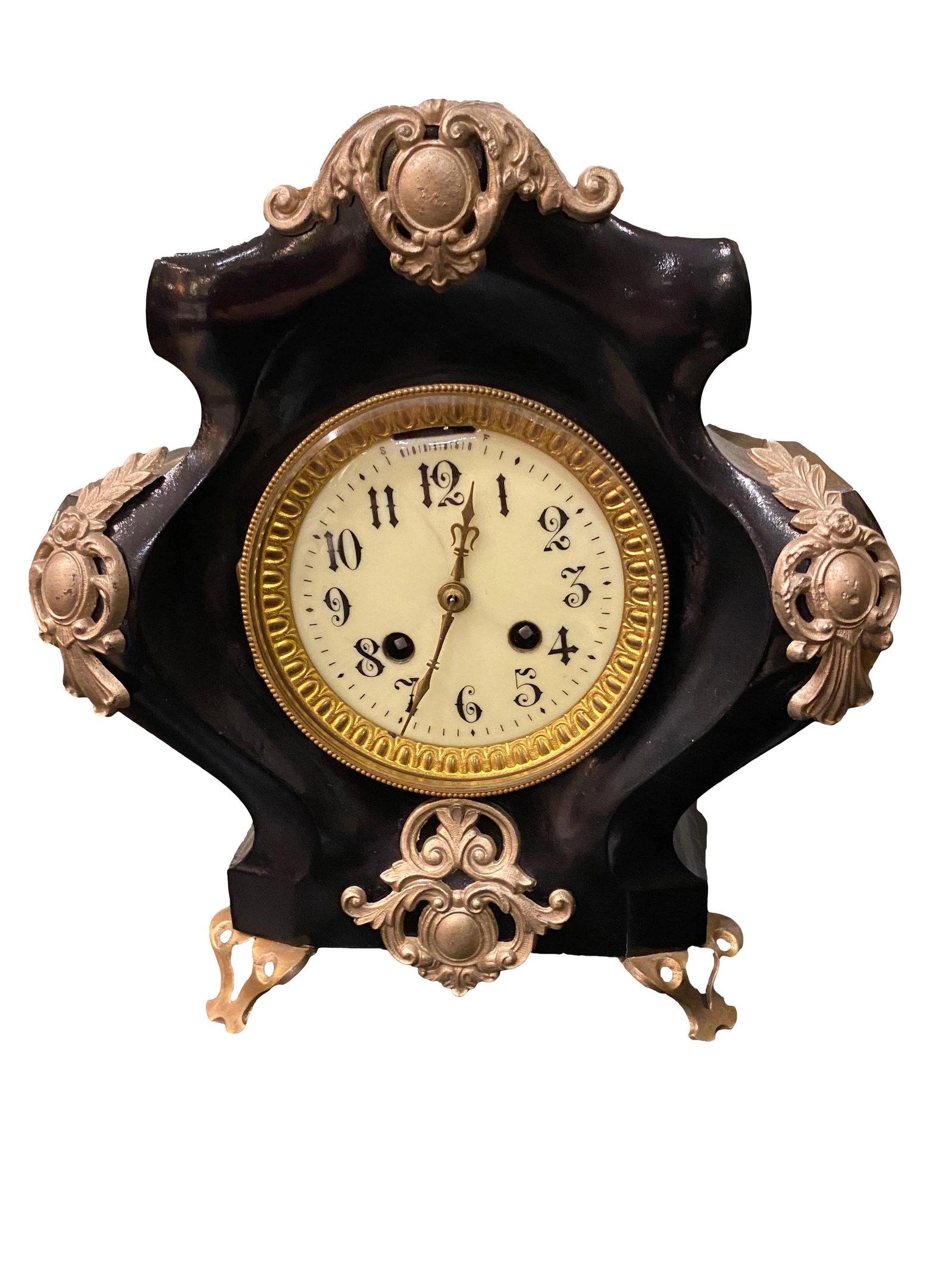 19th Century French Black Gilded Clock (1 of 9)