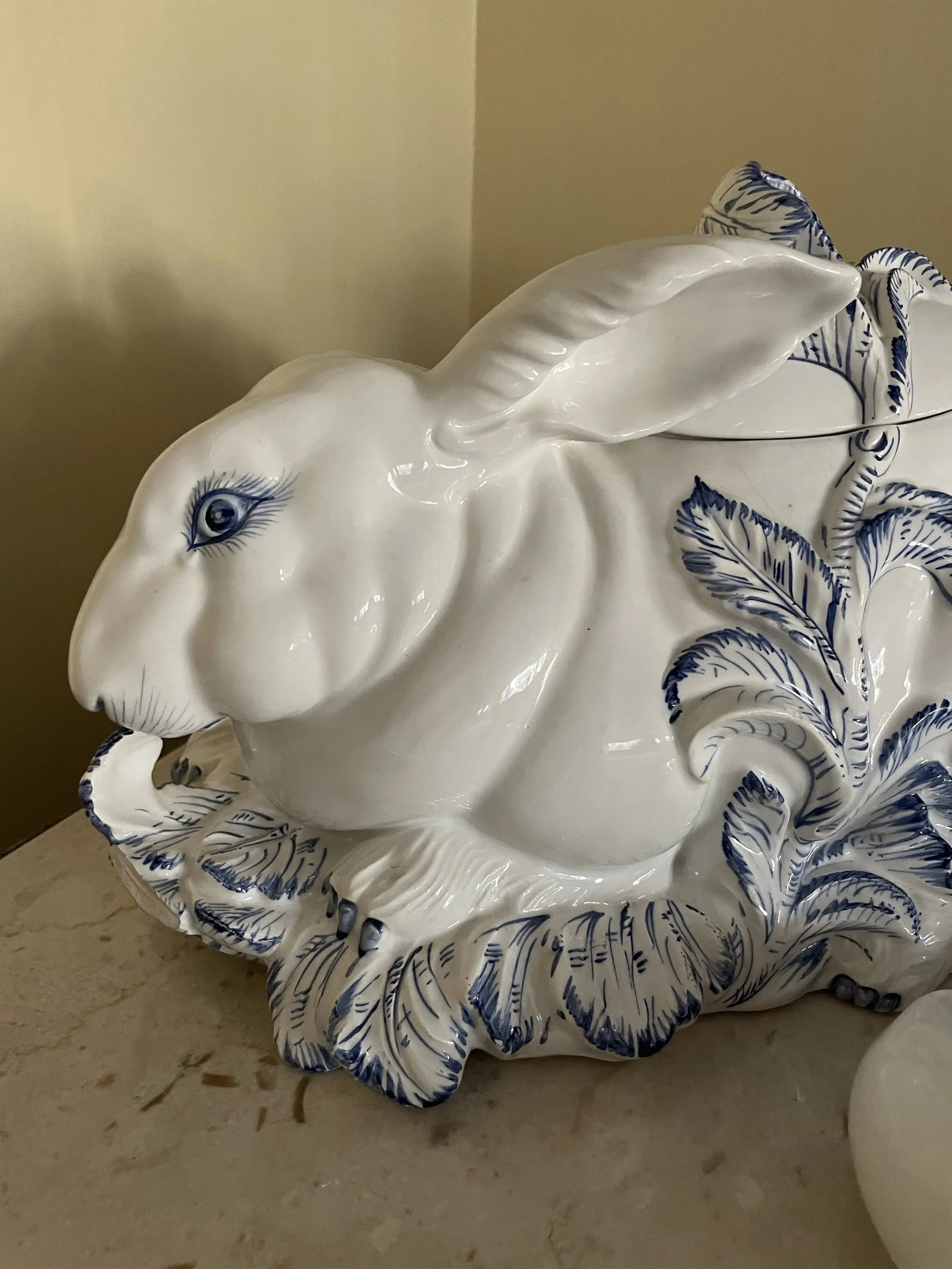 Blue and White Rabbit Tureen With Ladle - 9