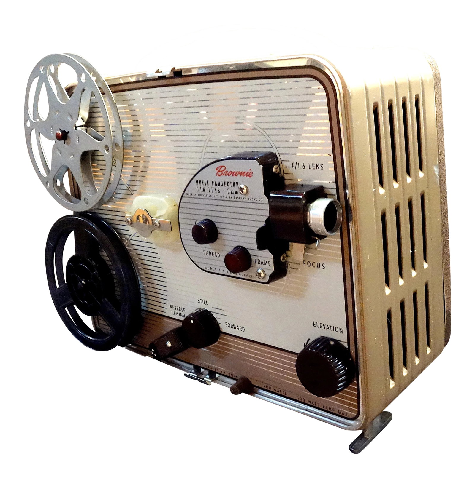 Eastman Kodak Company Circa 1950s, 8mm Movie Projector. for Home or Office Display.: Offered for your consideration is this gorgeous Eastman Kodak Company Circa 1954, 8mm movie projector. A great example of the late Streamlined look found in the 1930s-1950s. Excellent original