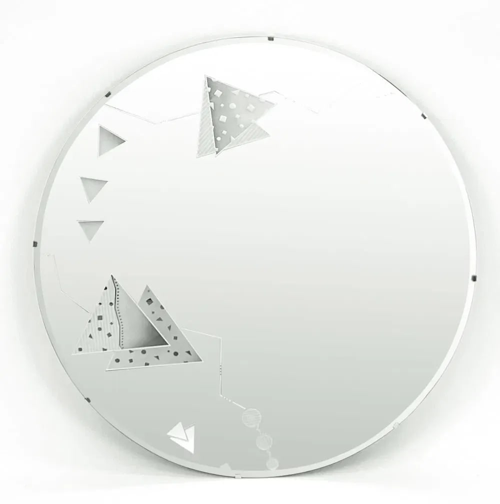 36" Memphis Milano Pyramid Art Mirror Italian Design Post Modern 1980s - 2