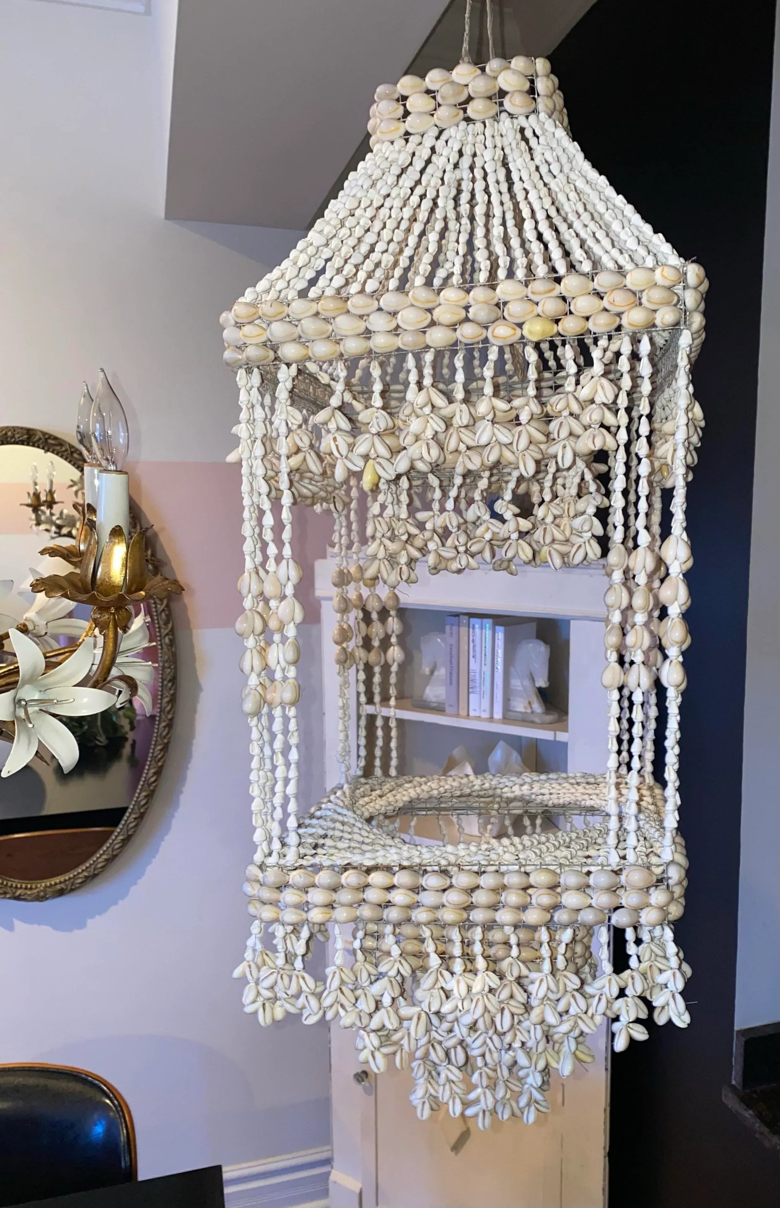 Vintage Boho Seashell Hanging Plant Chandelier - 2