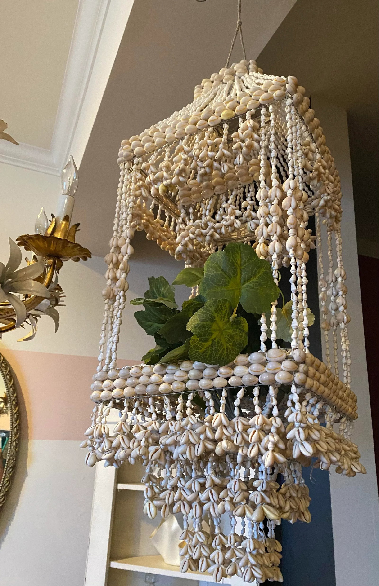 Vintage Boho Seashell Hanging Plant Chandelier - 4
