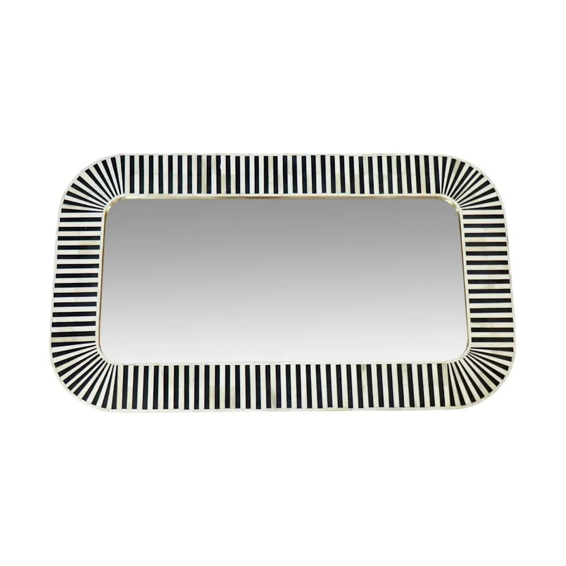 Black Striped Bone Inlay Mirror - 3