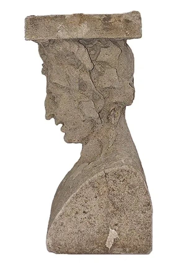 Antique Pedestals Cast Stone Figural Bust and Foliate Design - A Pair - 4