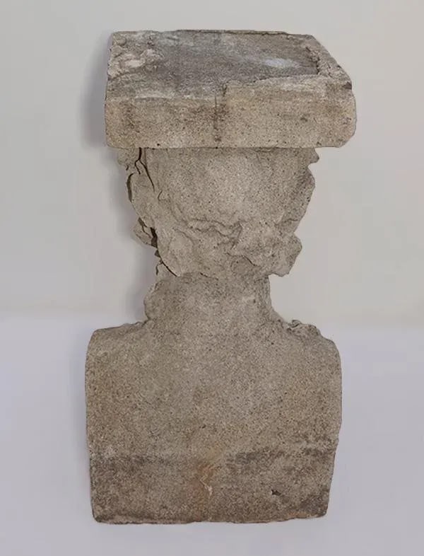 Antique Pedestals Cast Stone Figural Bust and Foliate Design - A Pair - 8
