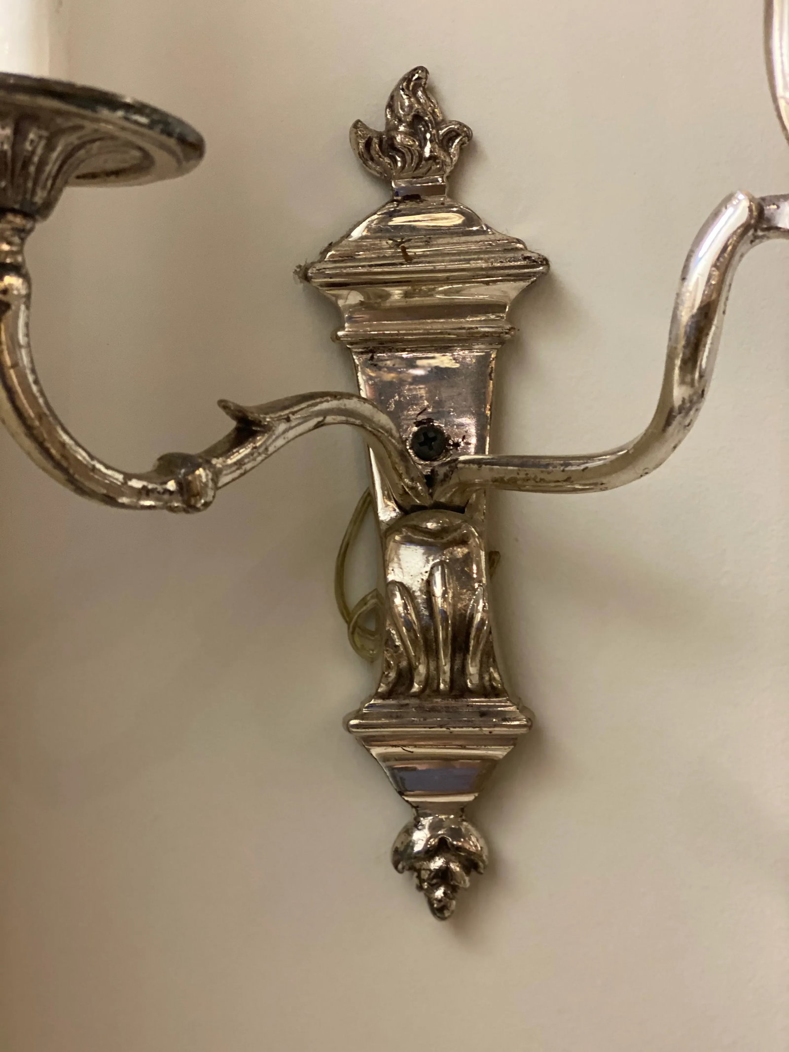 Caldwell Silver Plated Double Arm Sconces - a Pair - 5