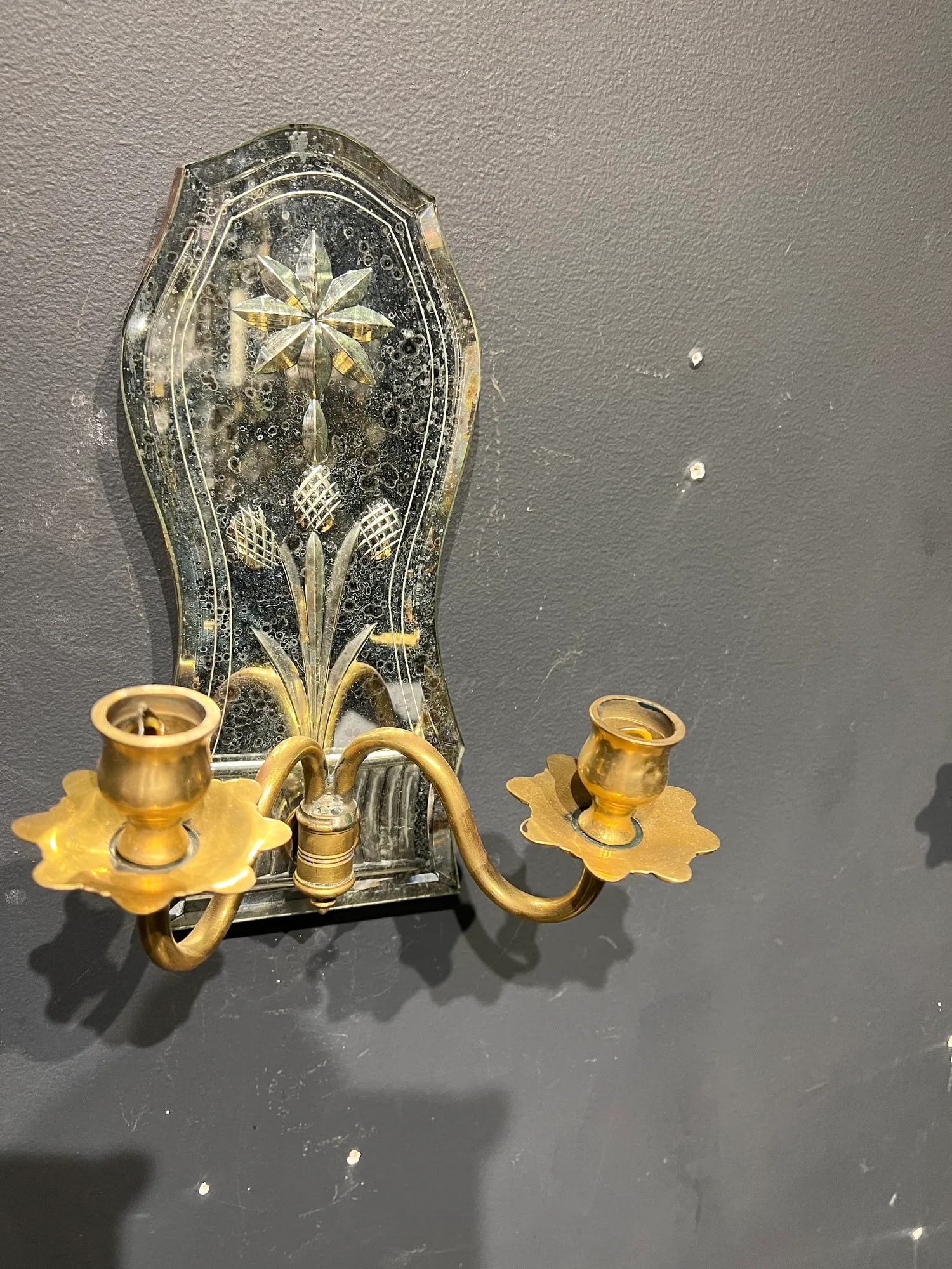 1920s Caldwell Etched Mirror Sconces - Pair - 5