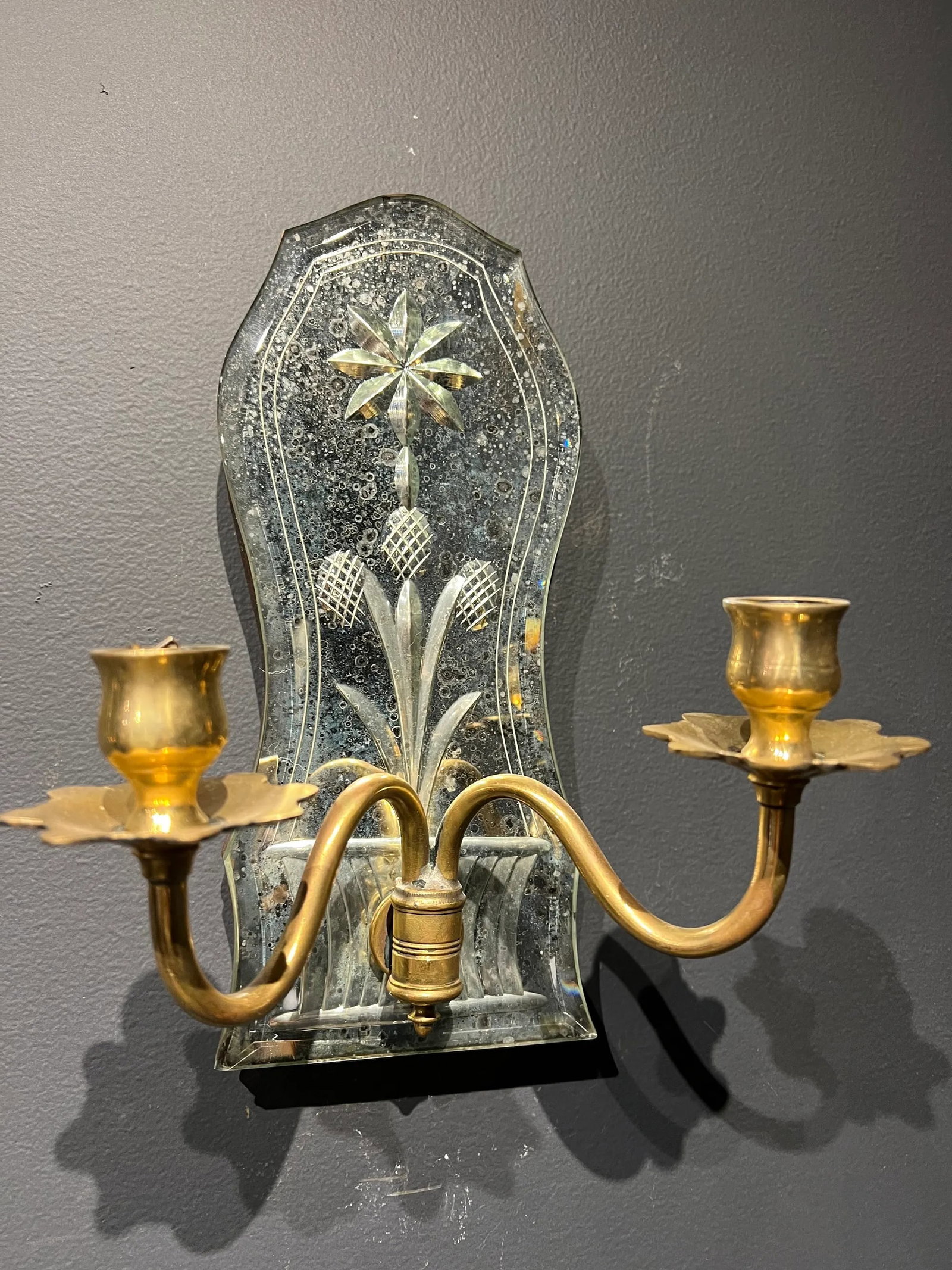 1920s Caldwell Etched Mirror Sconces - Pair - 7
