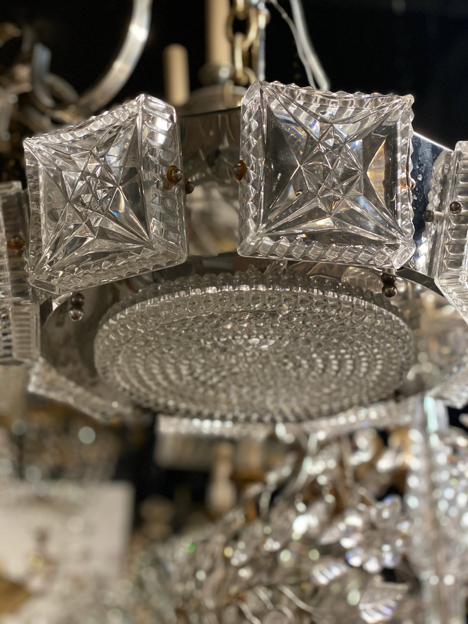 1940s French Cut Crystal Light Fixture - 12