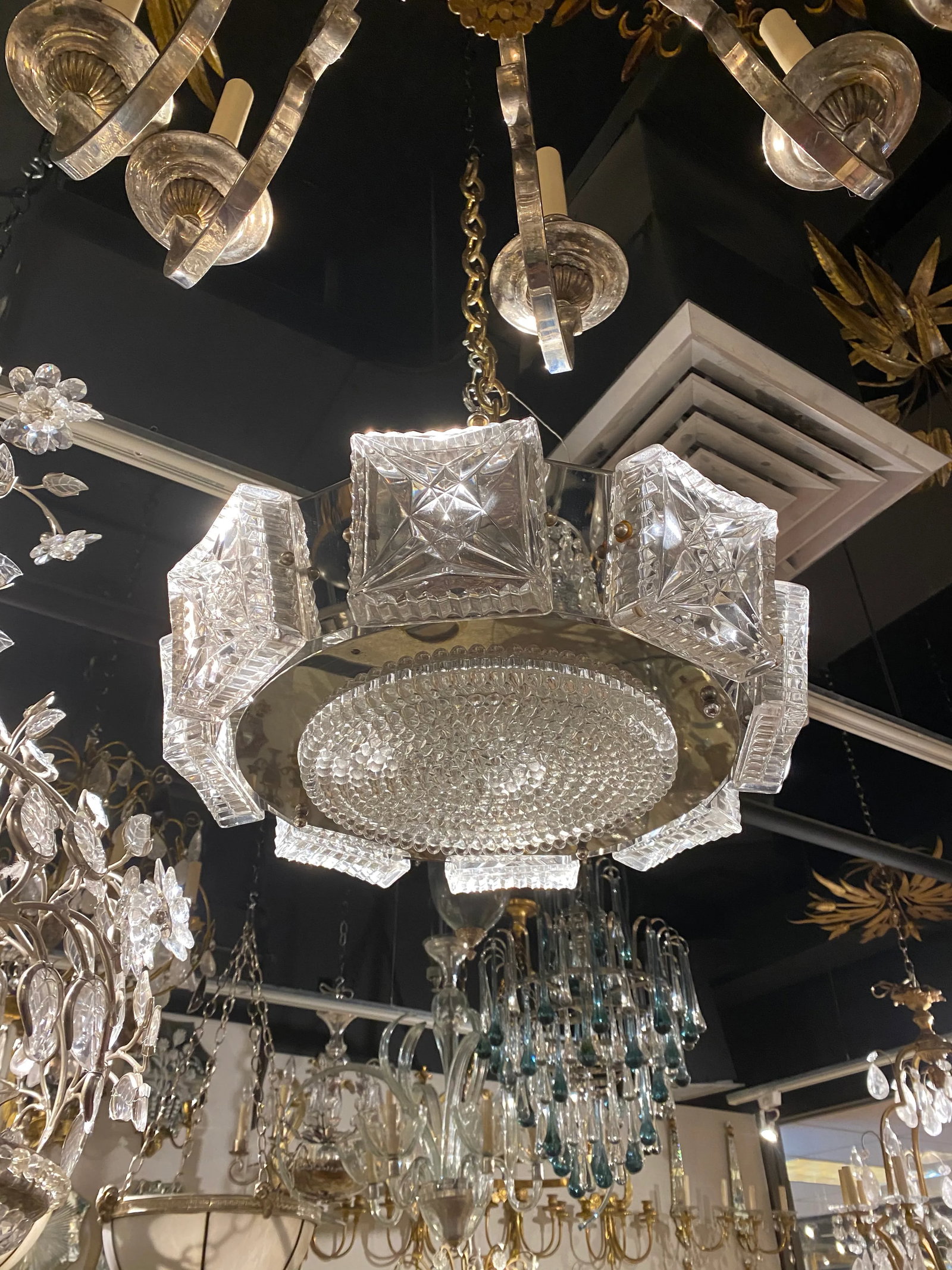 1940s French Cut Crystal Light Fixture - 13