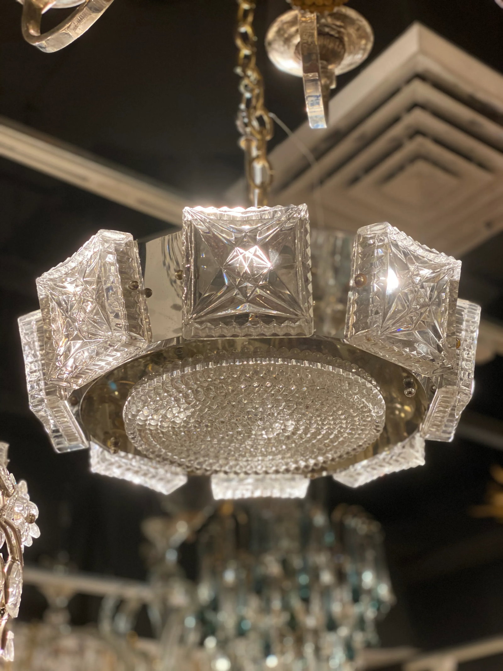 1940s French Cut Crystal Light Fixture - 5