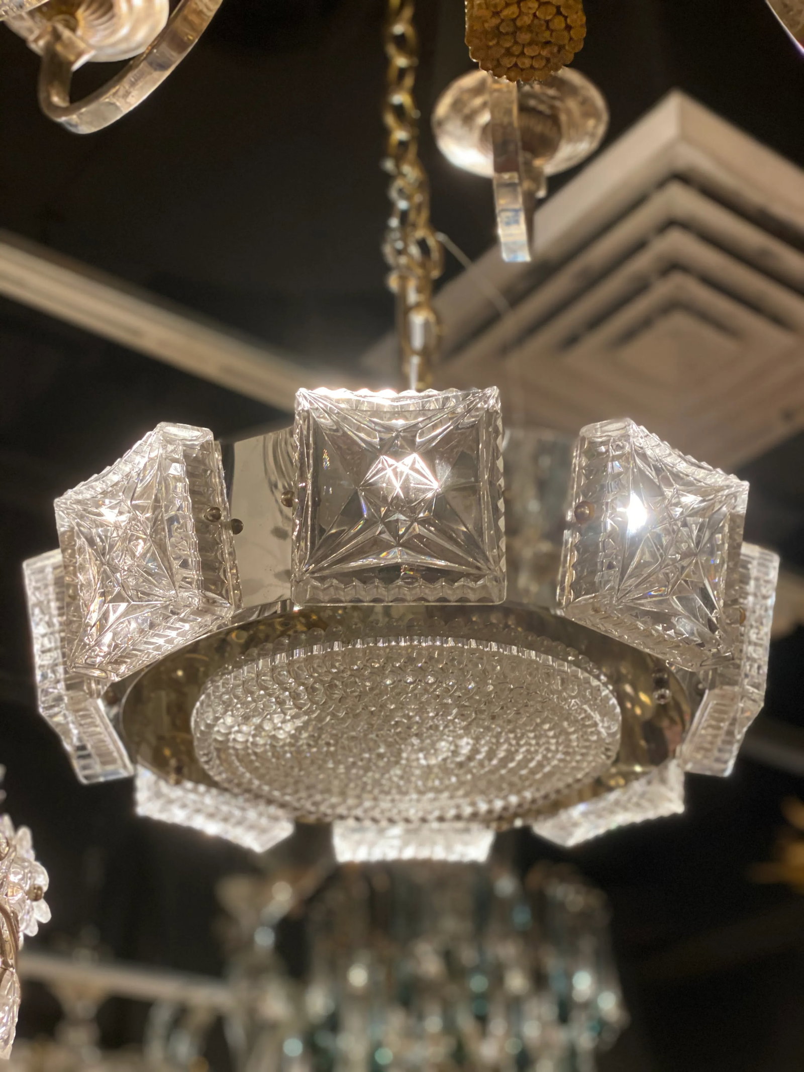 1940s French Cut Crystal Light Fixture - 6