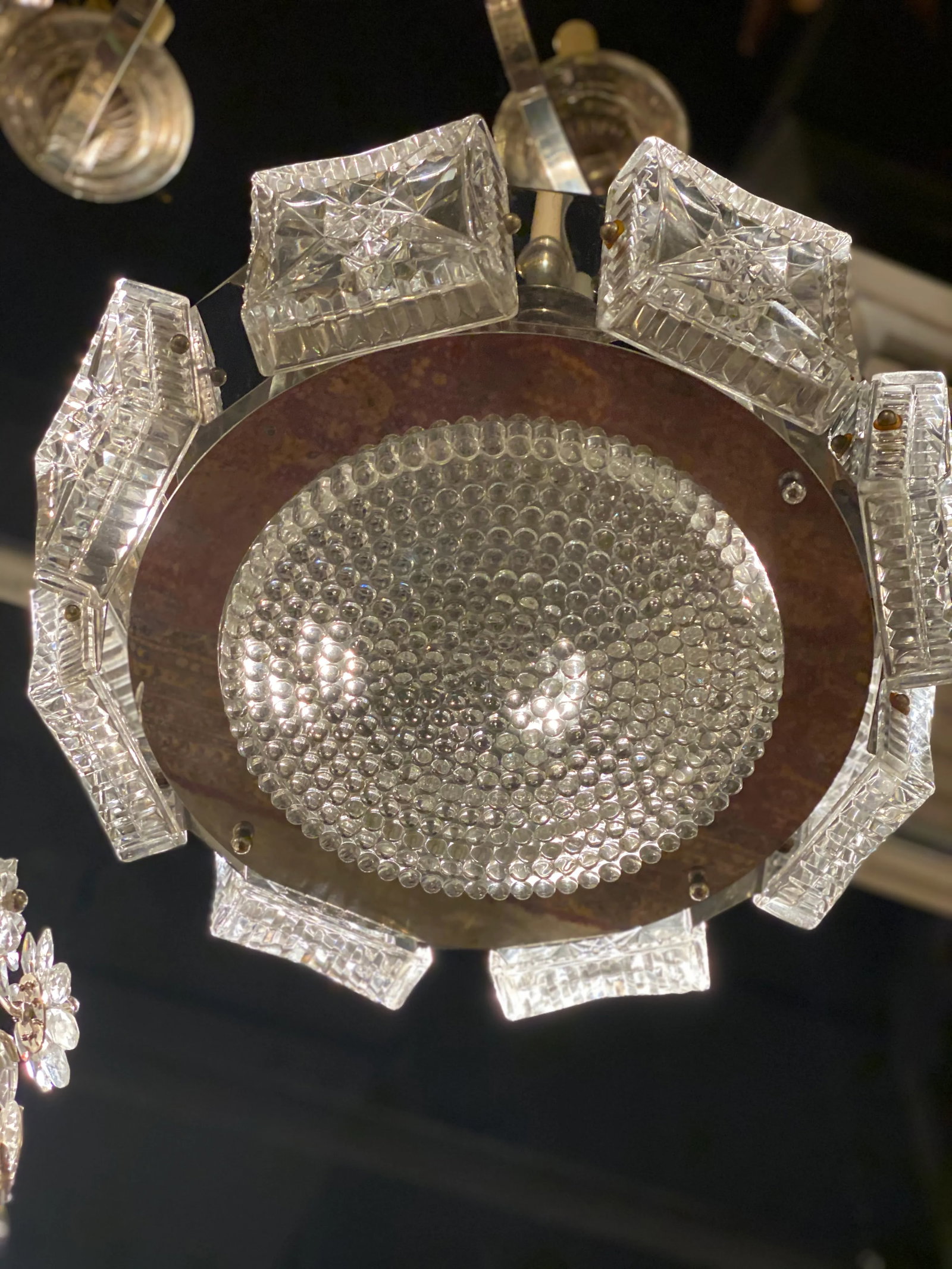 1940s French Cut Crystal Light Fixture - 7