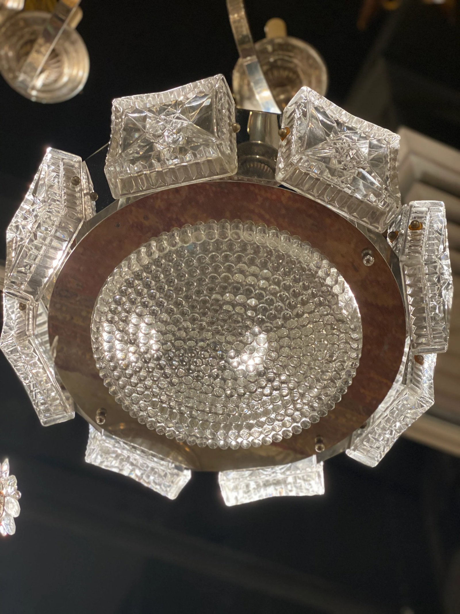 1940s French Cut Crystal Light Fixture - 8