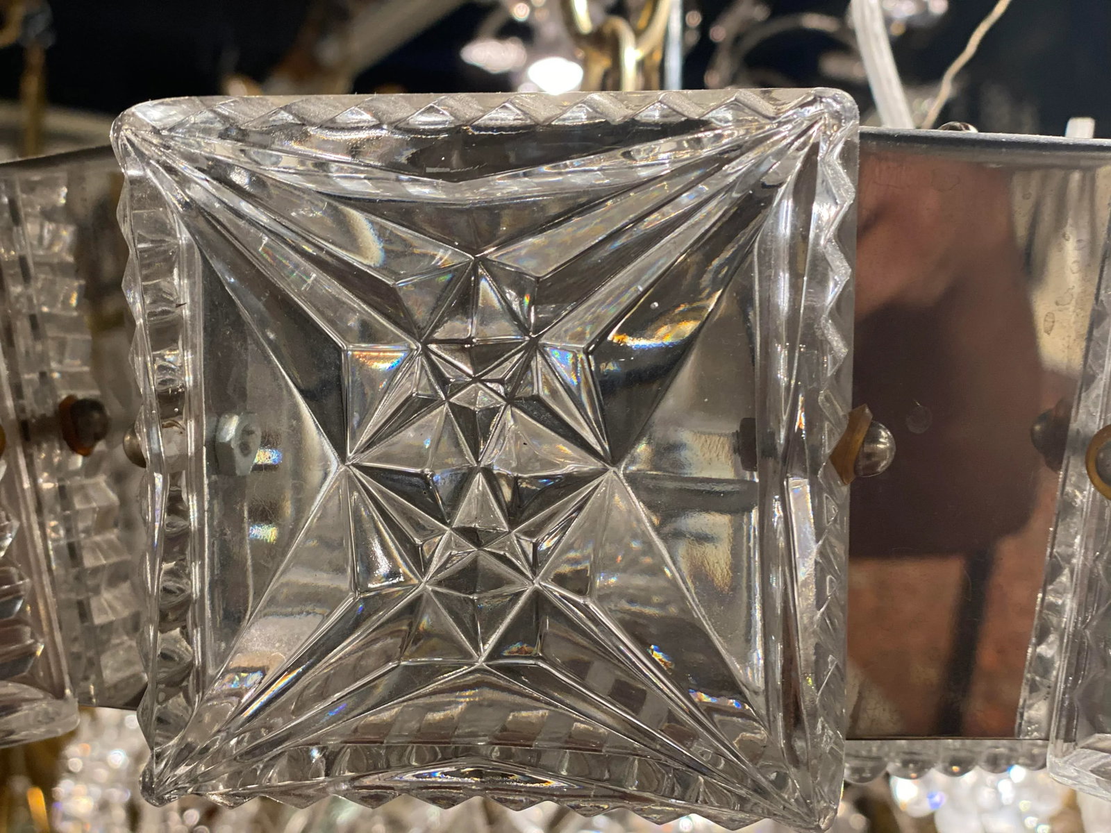 1940s French Cut Crystal Light Fixture - 9