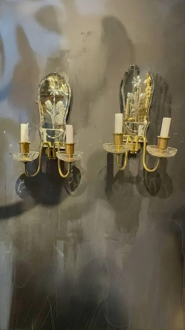 1920 Caldwell Etched Mirror Sconces - Set of 2 - 2