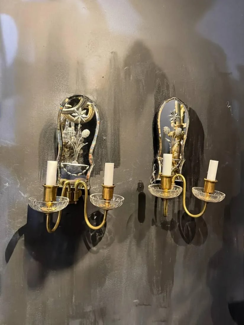 1920 Caldwell Etched Mirror Sconces - Set of 2 - 3