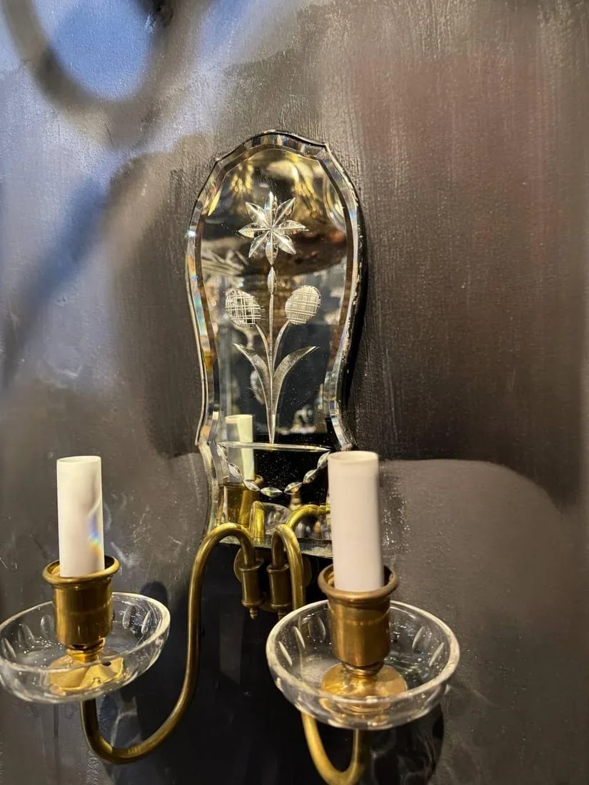 1920 Caldwell Etched Mirror Sconces - Set of 2 - 4