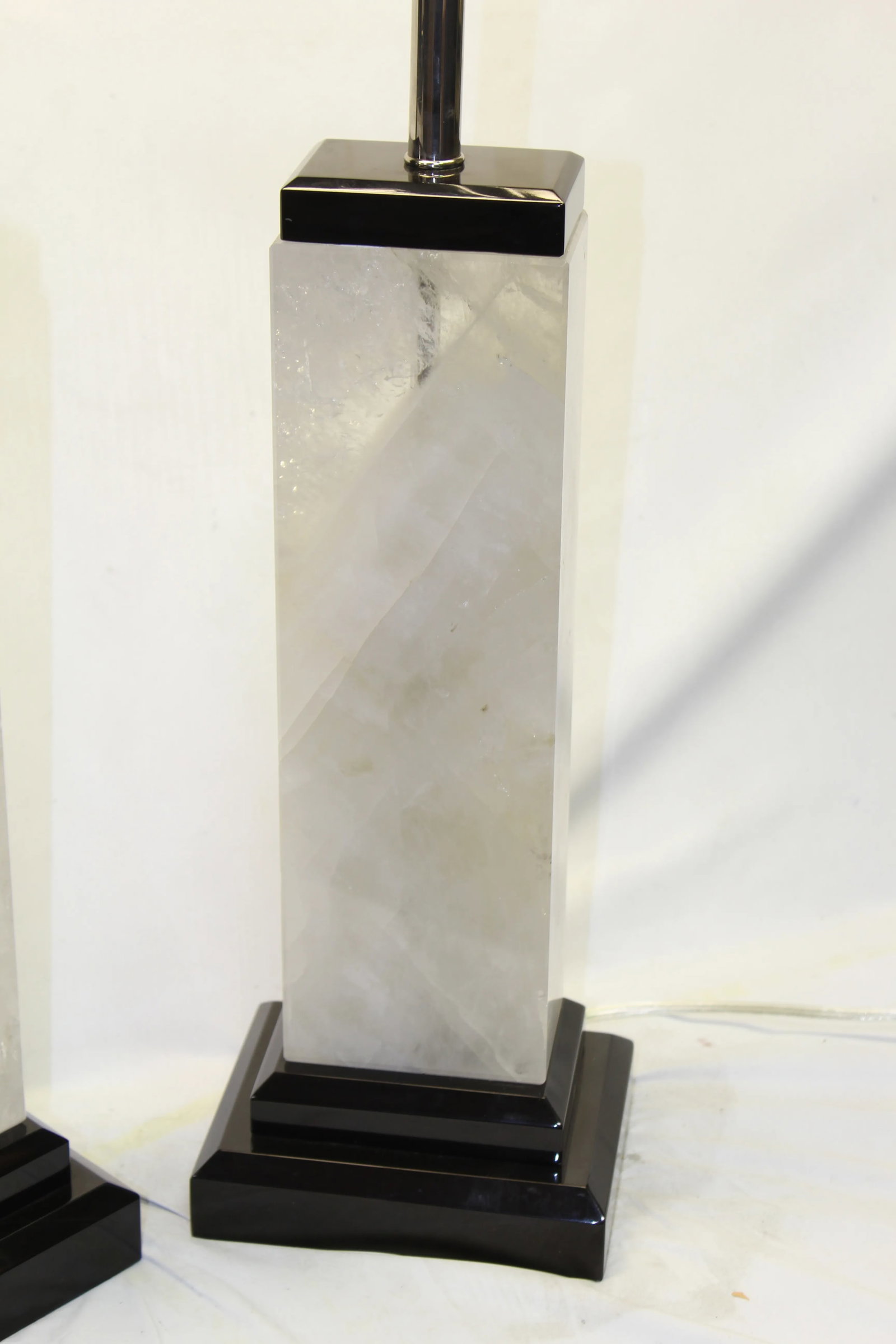 Modern, Rock Crystal Lamps on Black Marble Base - A Pair - 5