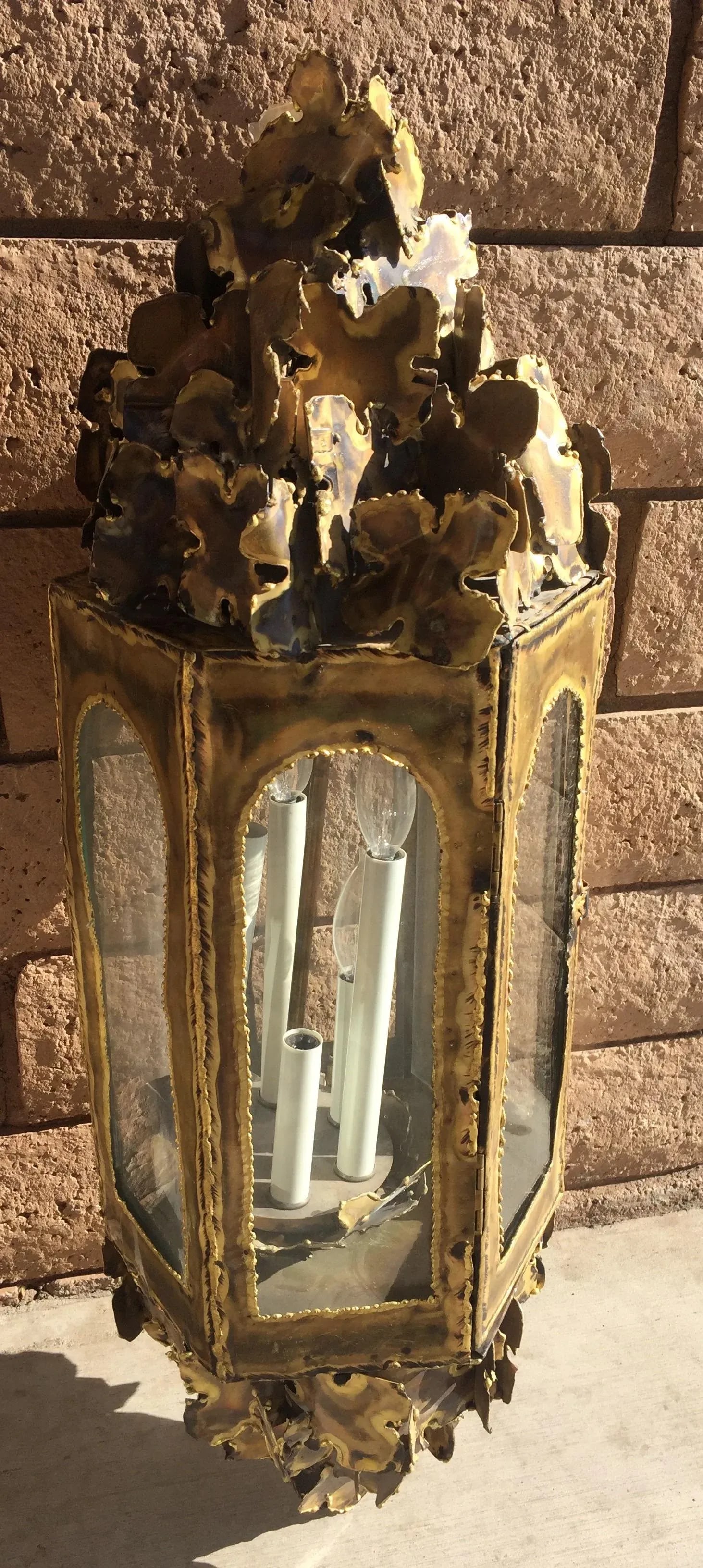 Vintage Tom Greene Brutalist Brass Lamp - 2