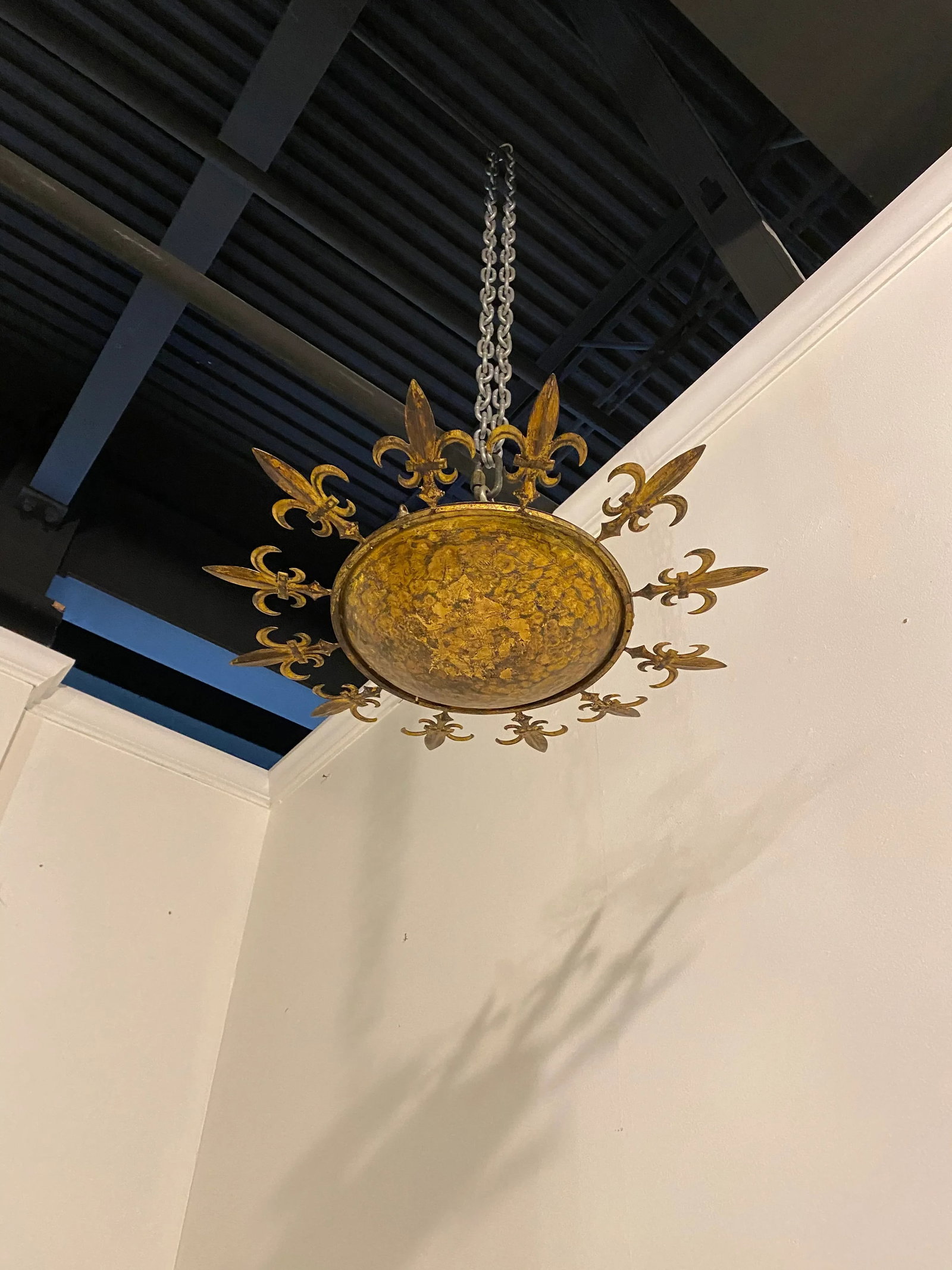 1930s French Gilt Metal Sunburst Light Fixture - 2