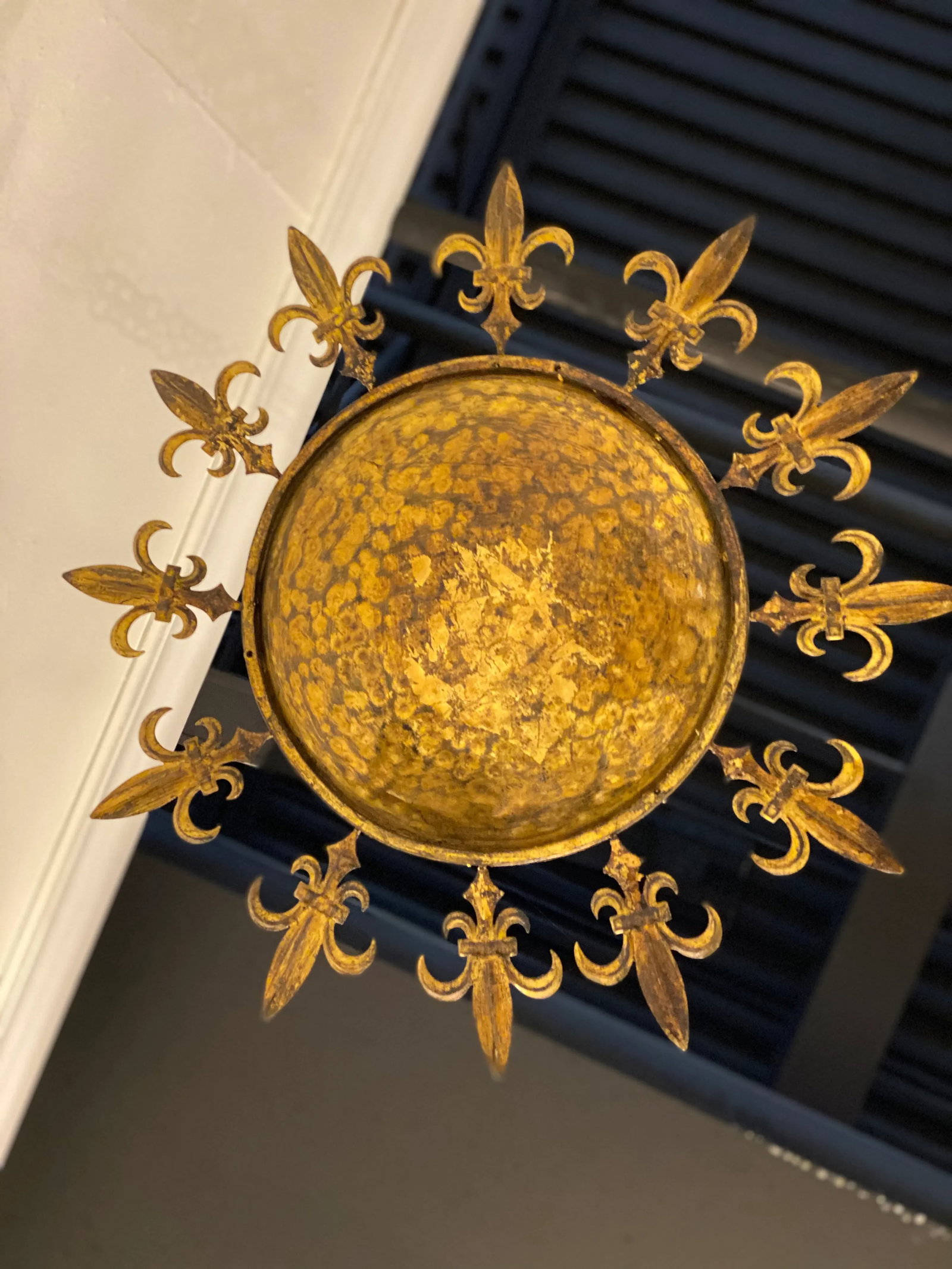 1930s French Gilt Metal Sunburst Light Fixture - 3