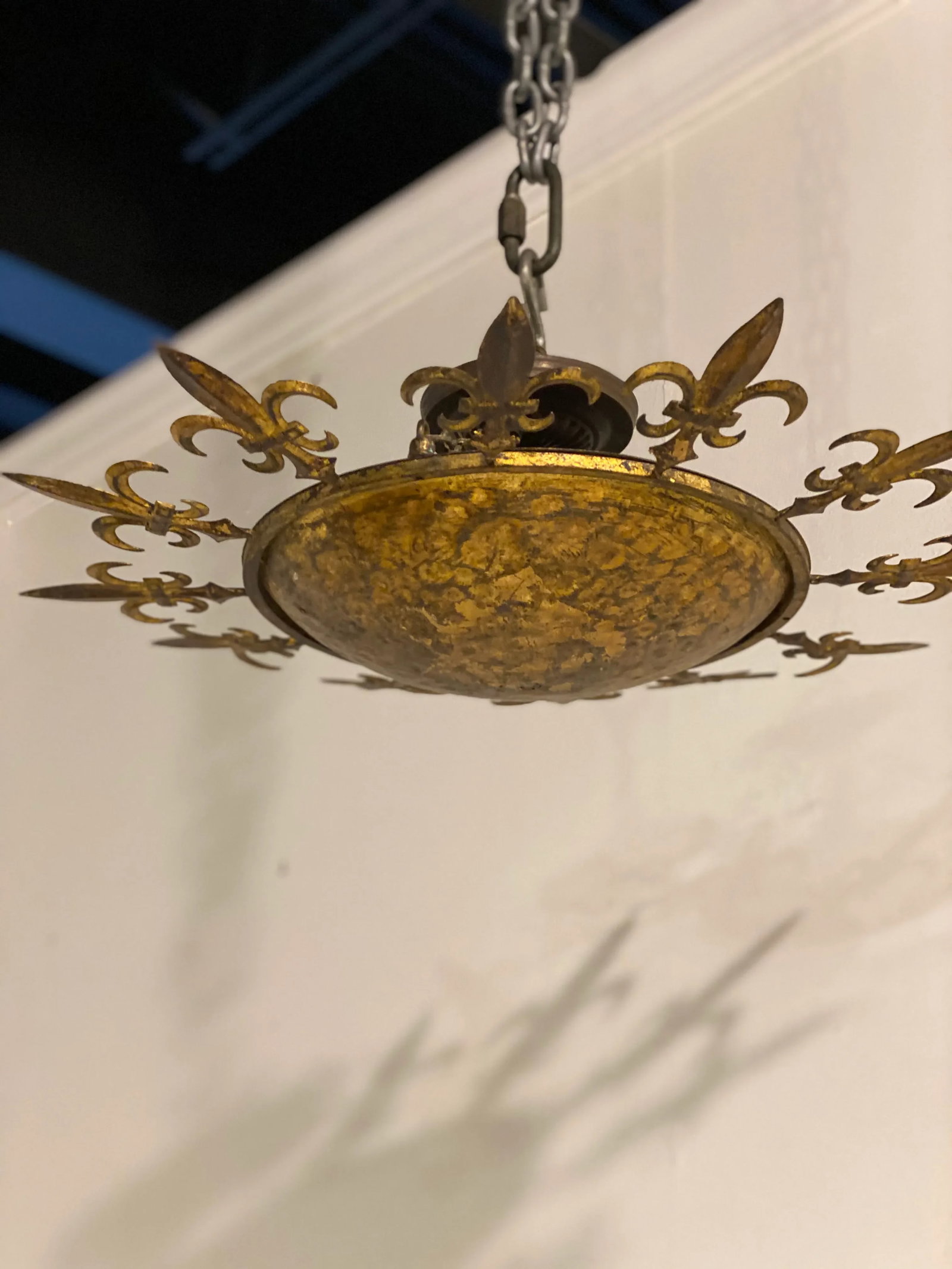 1930s French Gilt Metal Sunburst Light Fixture - 6