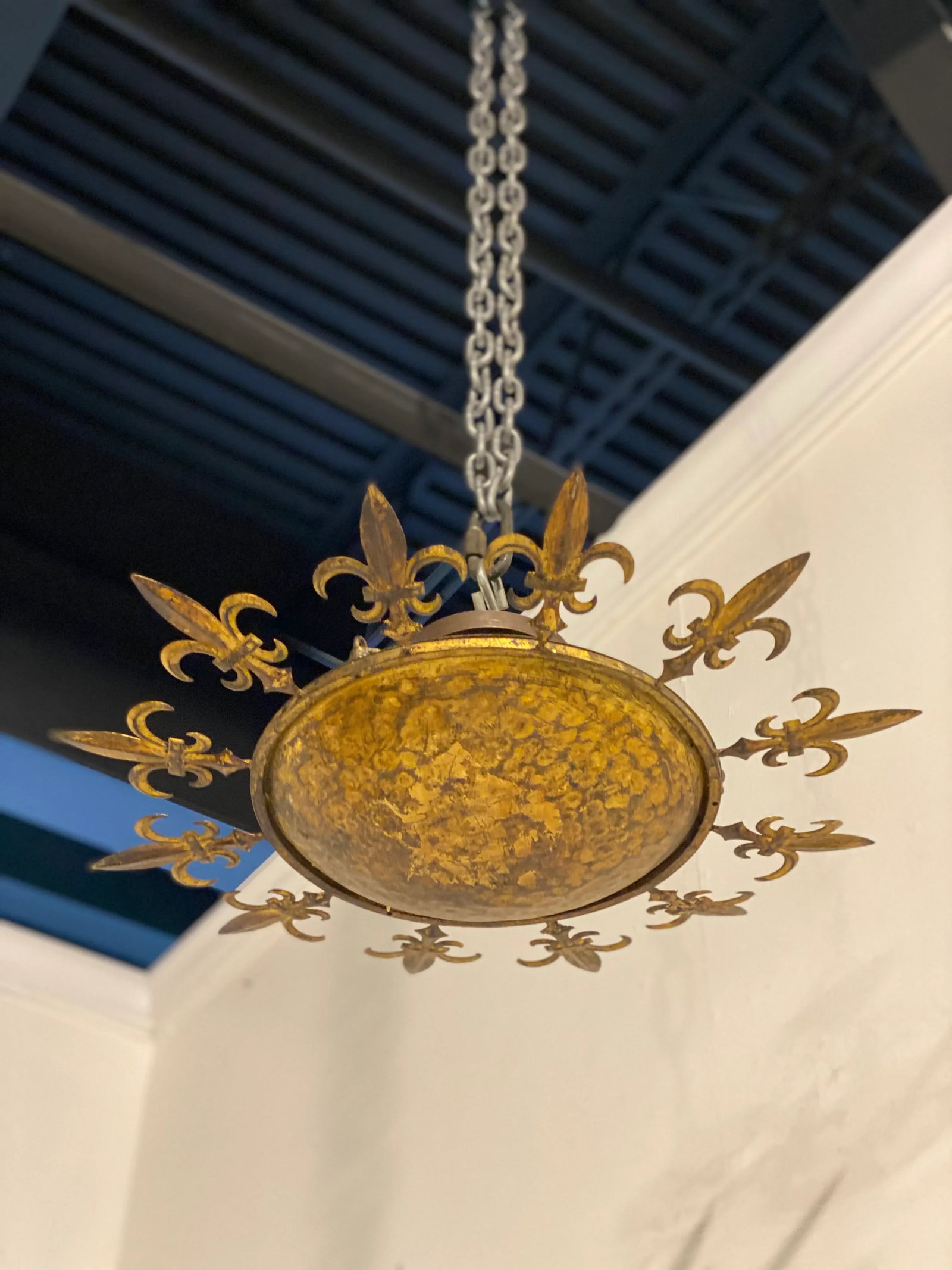 1930s French Gilt Metal Sunburst Light Fixture - 7