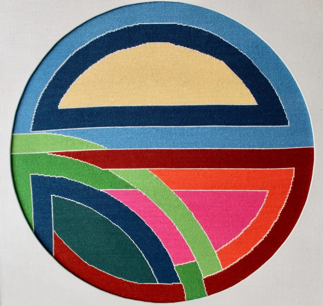 1980s Frank Stella Sinjerli Variation Style Abstract Geometric Modernist Monumental Tapestry Needlep - 5